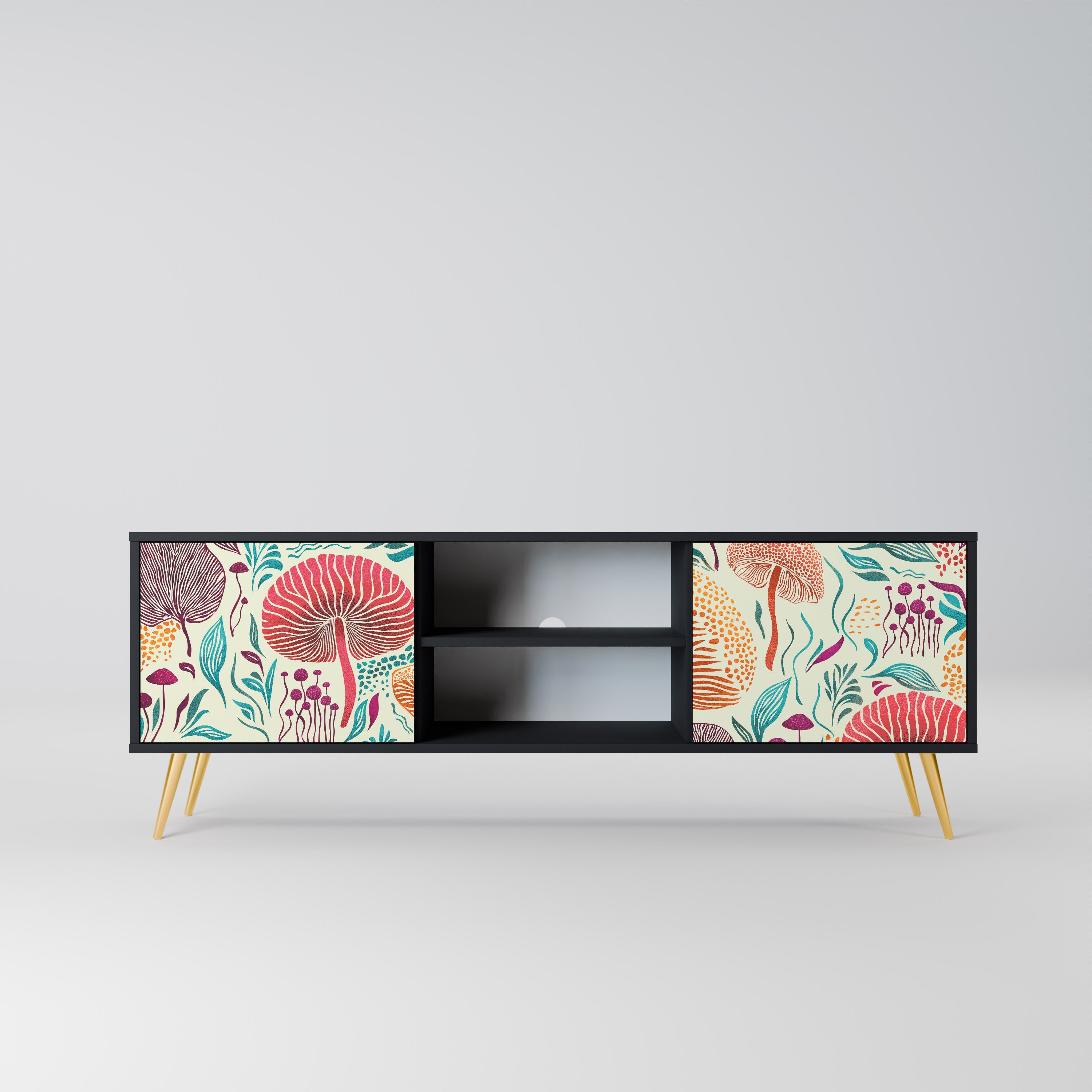Mueble de TV FUNGUS FANTASY de 2 puertas con acabado negro