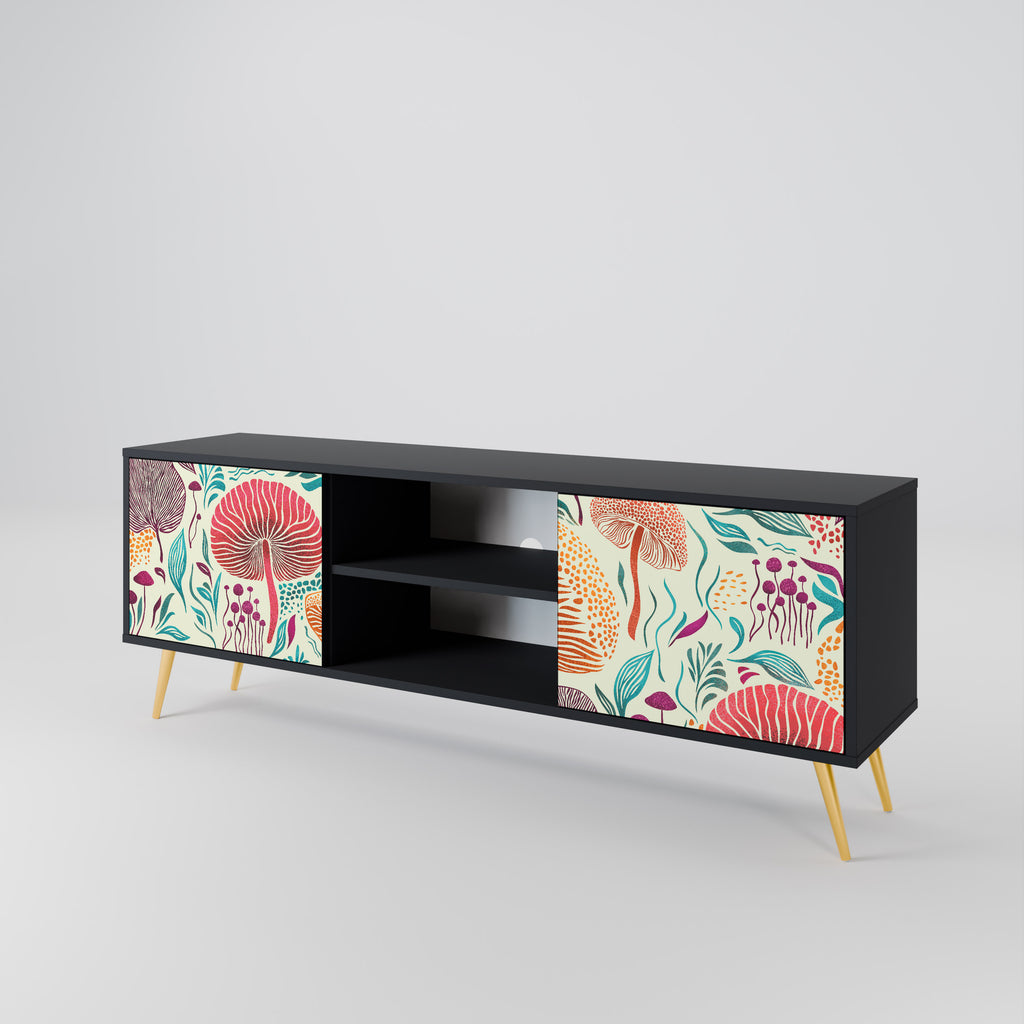 Mueble de TV FUNGUS FANTASY de 2 puertas con acabado negro