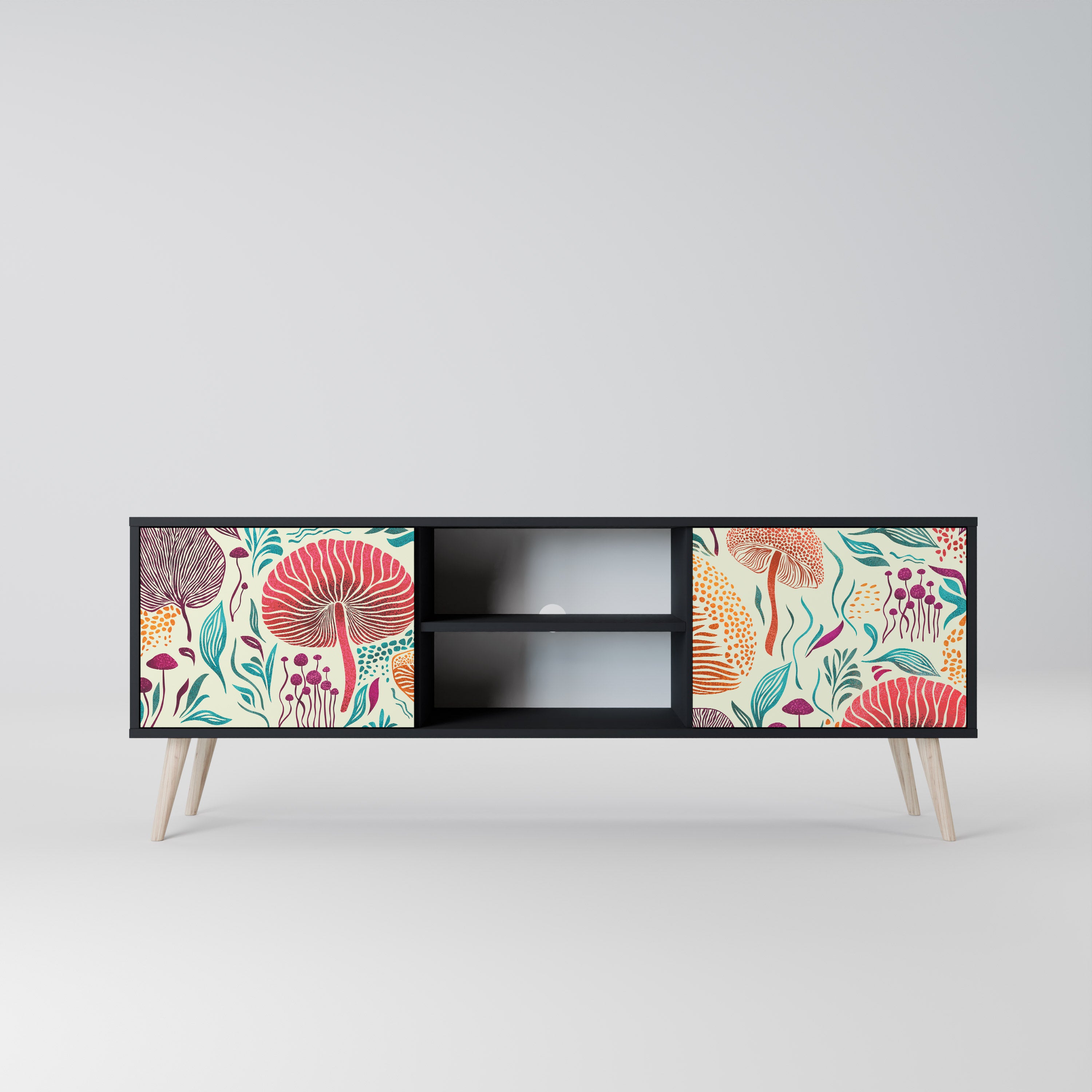 Mueble de TV FUNGUS FANTASY de 2 puertas con acabado negro