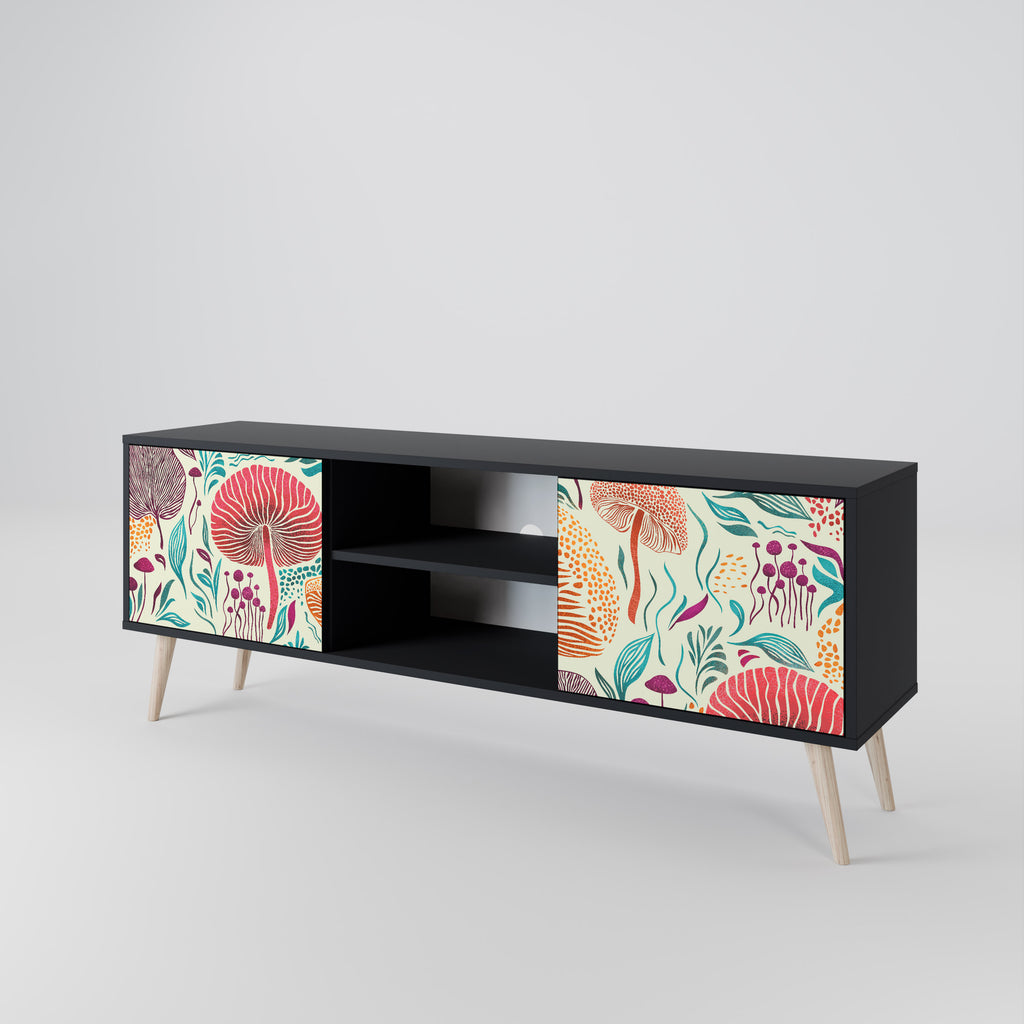 Mueble de TV FUNGUS FANTASY de 2 puertas con acabado negro