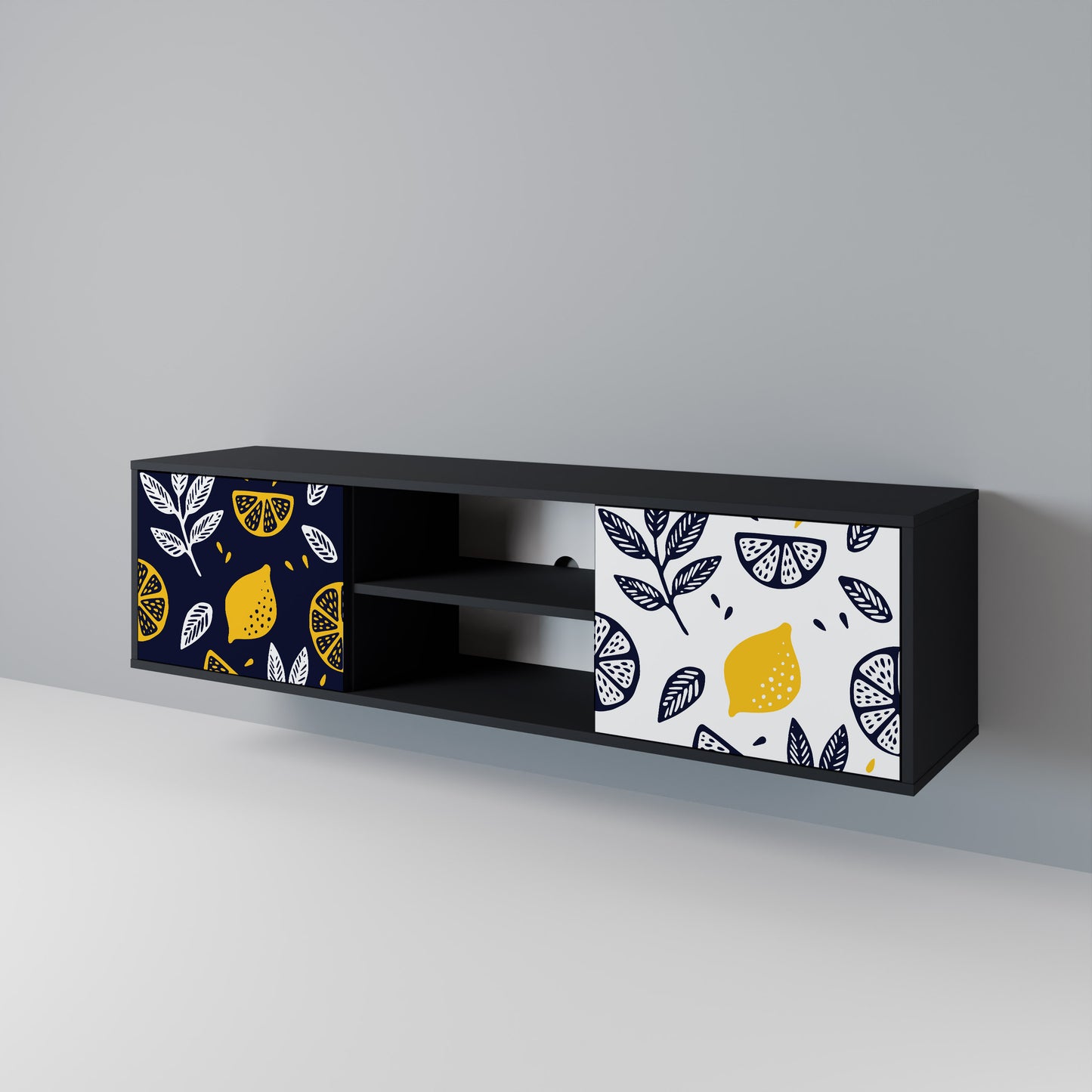CITRUS BLACK AND WHITE Mueble de TV de 2 Puertas