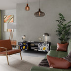 CITRUS BLACK AND WHITE Mueble de TV de 2 Puertas en Acabado Negro