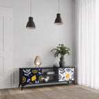 CITRUS BLACK AND WHITE Mueble de TV de 2 Puertas en Acabado Negro