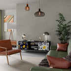 CITRUS BLACK AND WHITE Mueble de TV de 2 Puertas en Acabado Negro