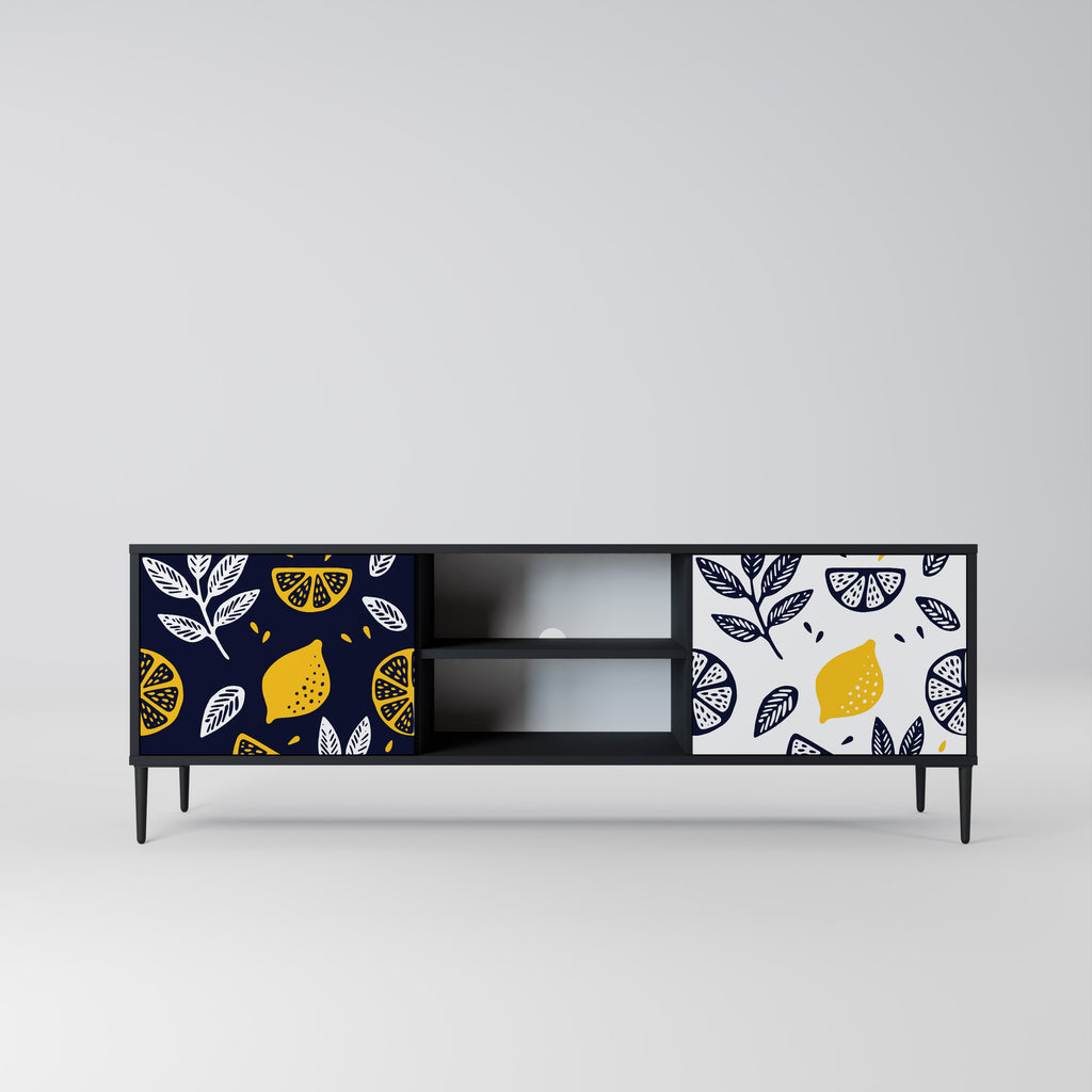 Mueble de TV de 2 puertas CITRUS BLACK AND WHITE con acabado negro