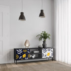 CITRUS BLACK AND WHITE Mueble de TV de 2 Puertas en Acabado Negro