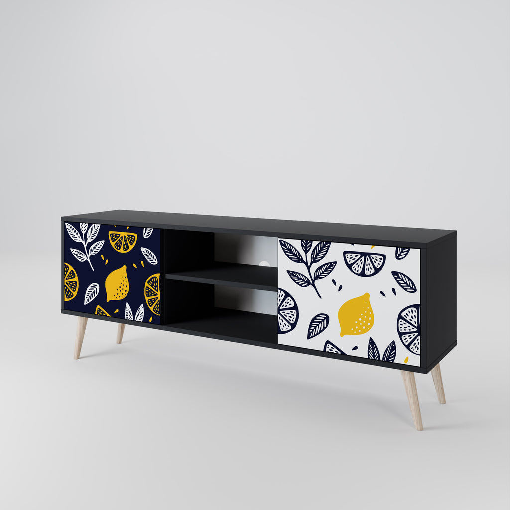 Mueble de TV de 2 puertas CITRUS BLACK AND WHITE con acabado negro