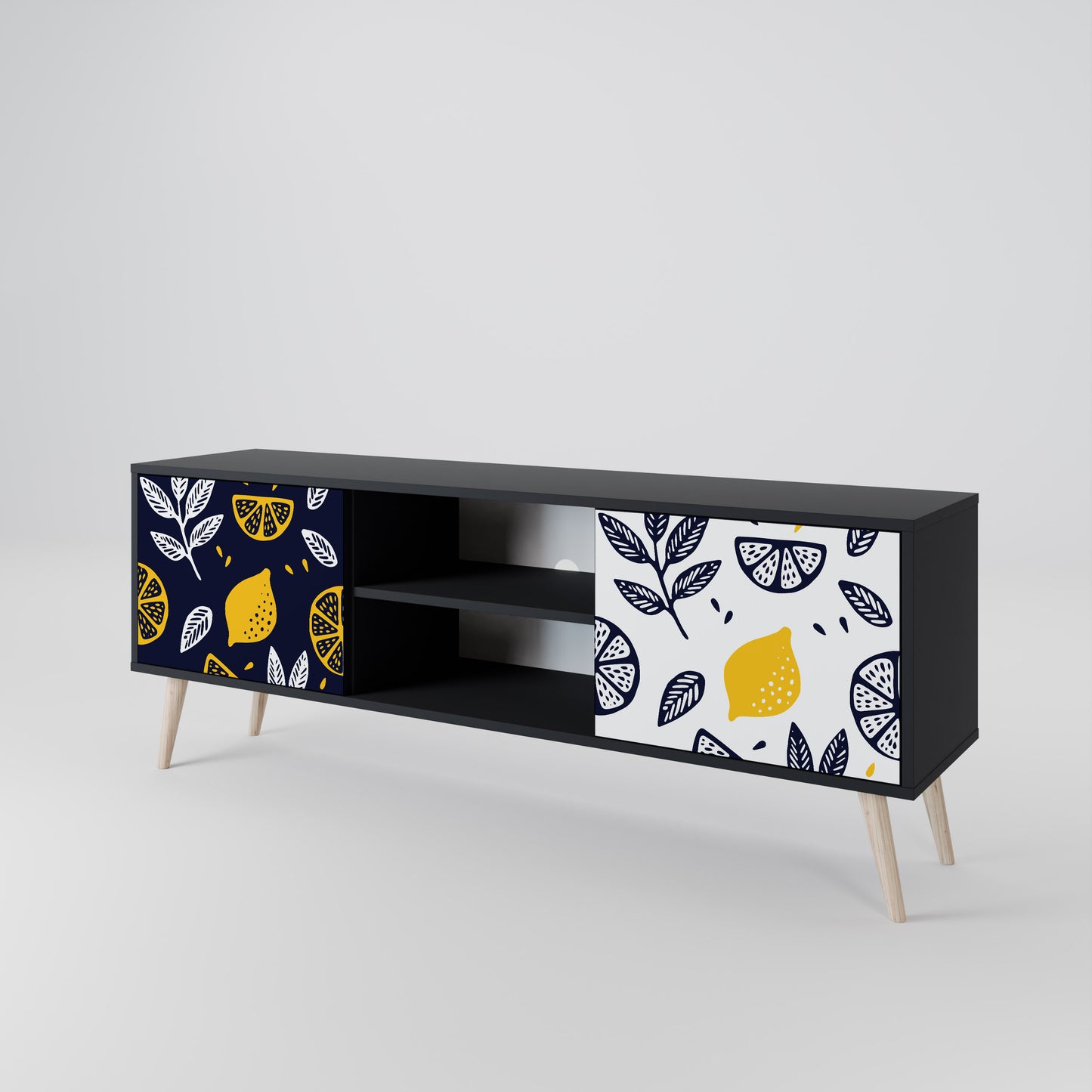 CITRUS BLACK AND WHITE Mueble de TV de 2 Puertas