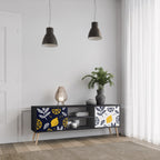 CITRUS BLACK AND WHITE Mueble de TV de 2 Puertas en Acabado Negro