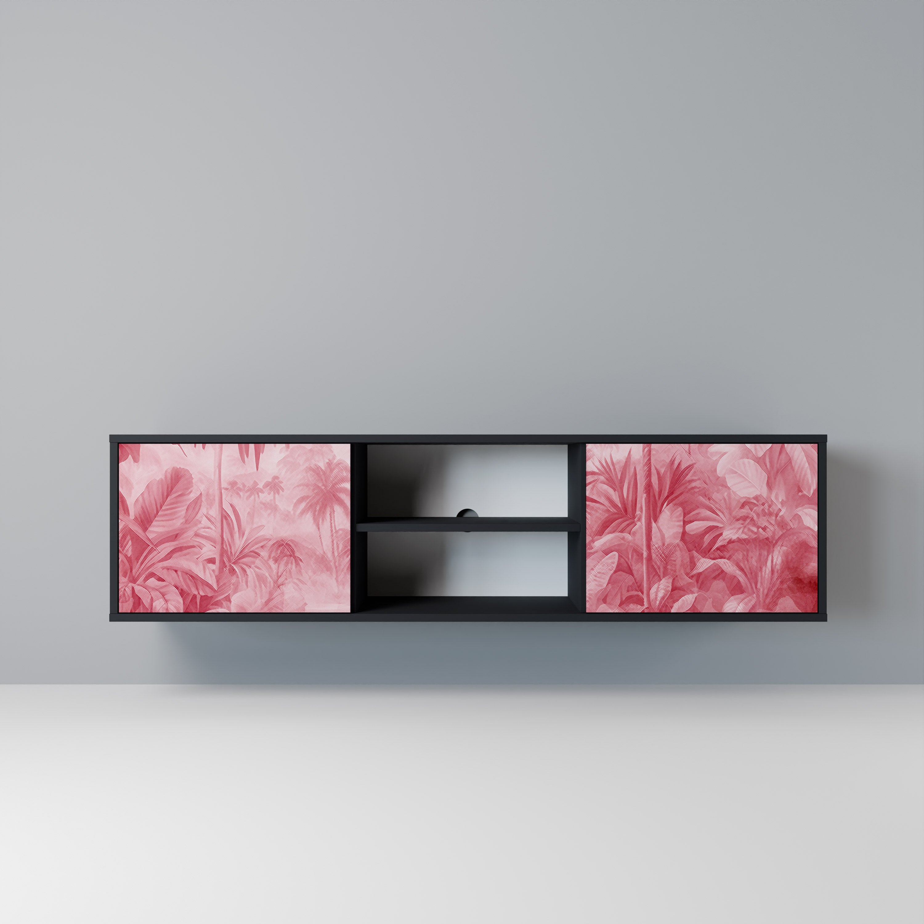 Mueble de TV SWEET TROPICS de 2 puertas con acabado negro