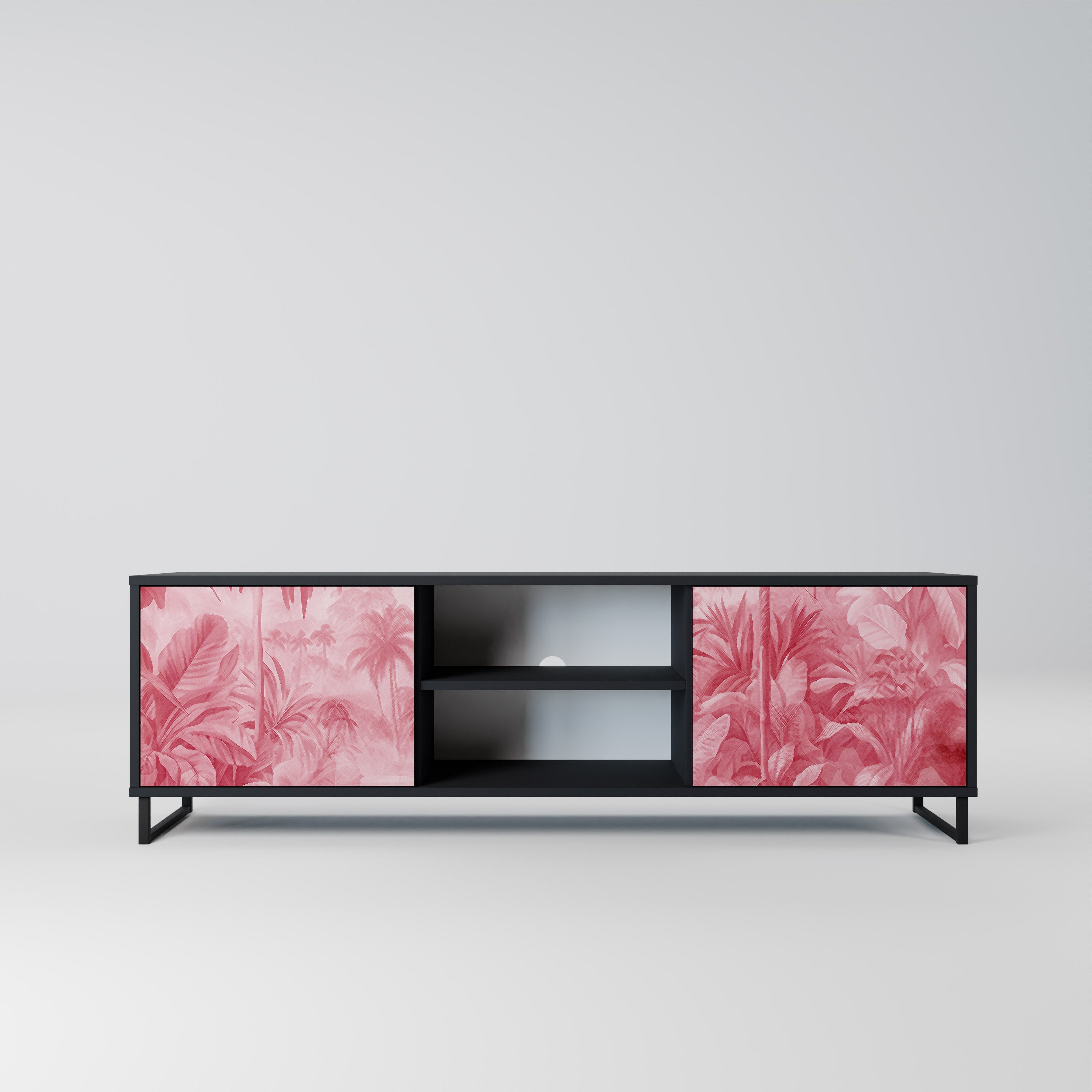 Mueble de TV SWEET TROPICS de 2 puertas con acabado negro