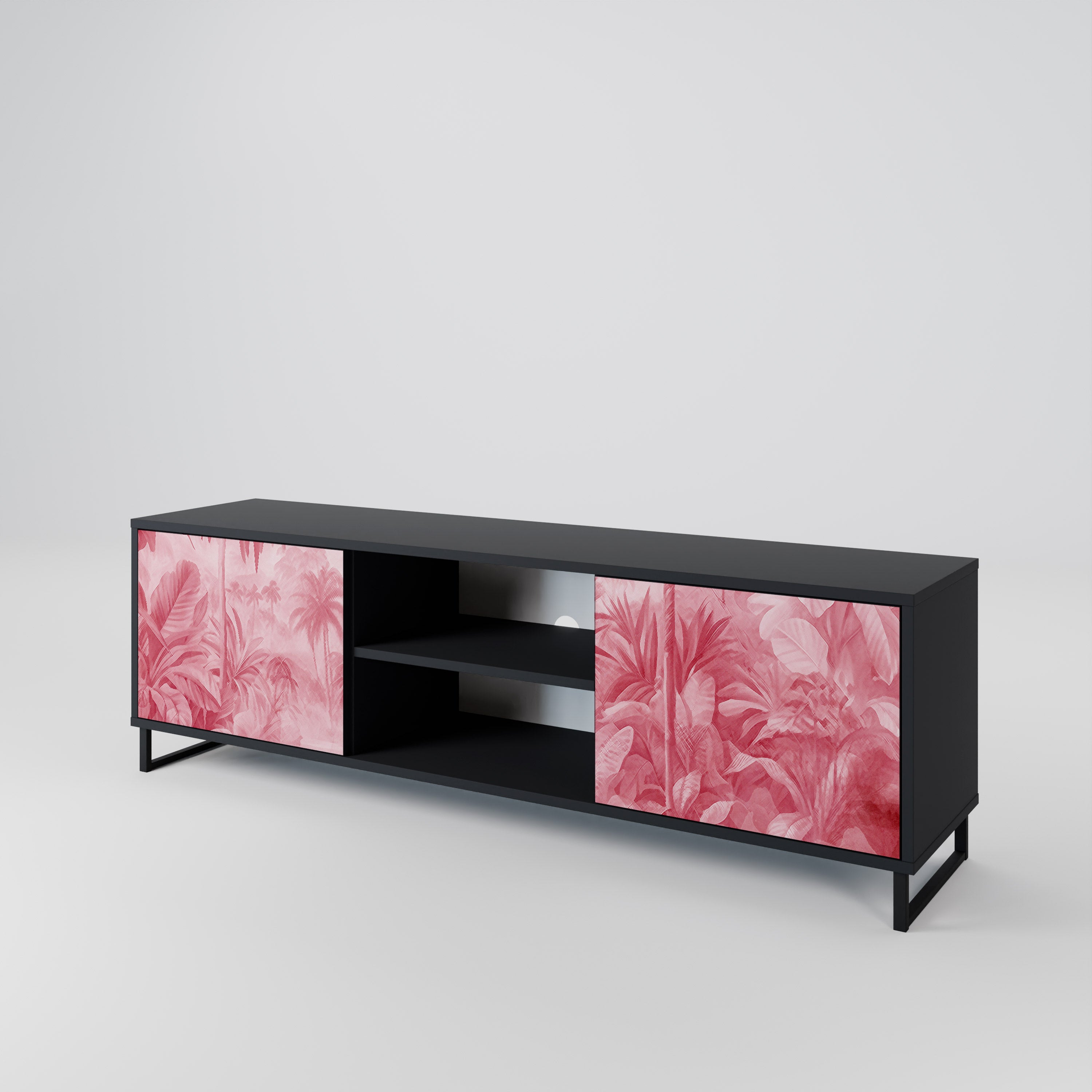 Mueble de TV SWEET TROPICS de 2 puertas con acabado negro
