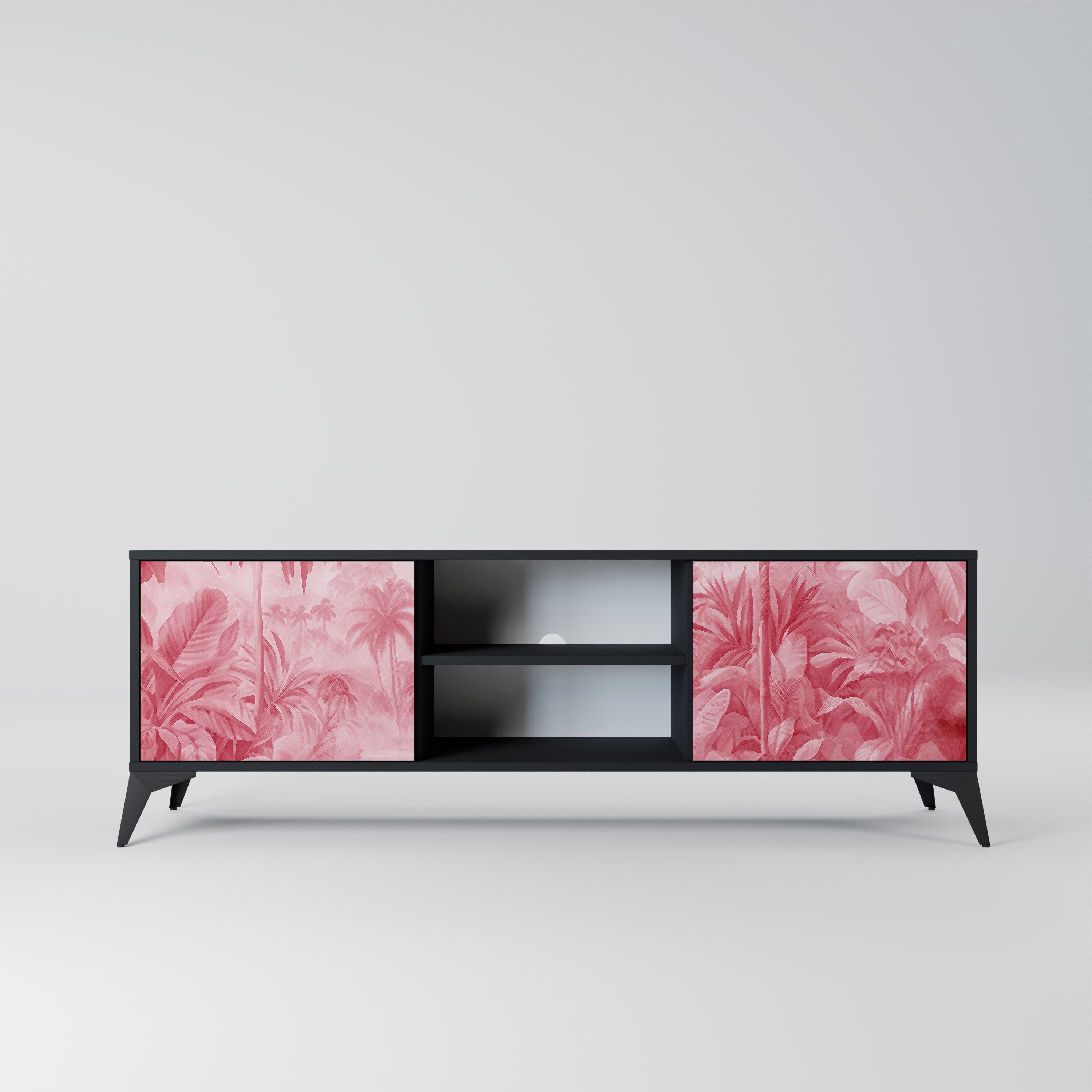 Mueble de TV SWEET TROPICS de 2 puertas con acabado negro