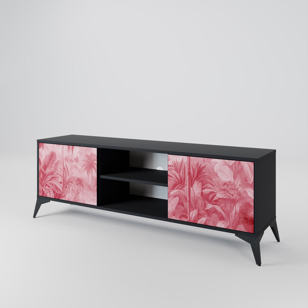 Mueble de TV SWEET TROPICS de 2 puertas con acabado negro