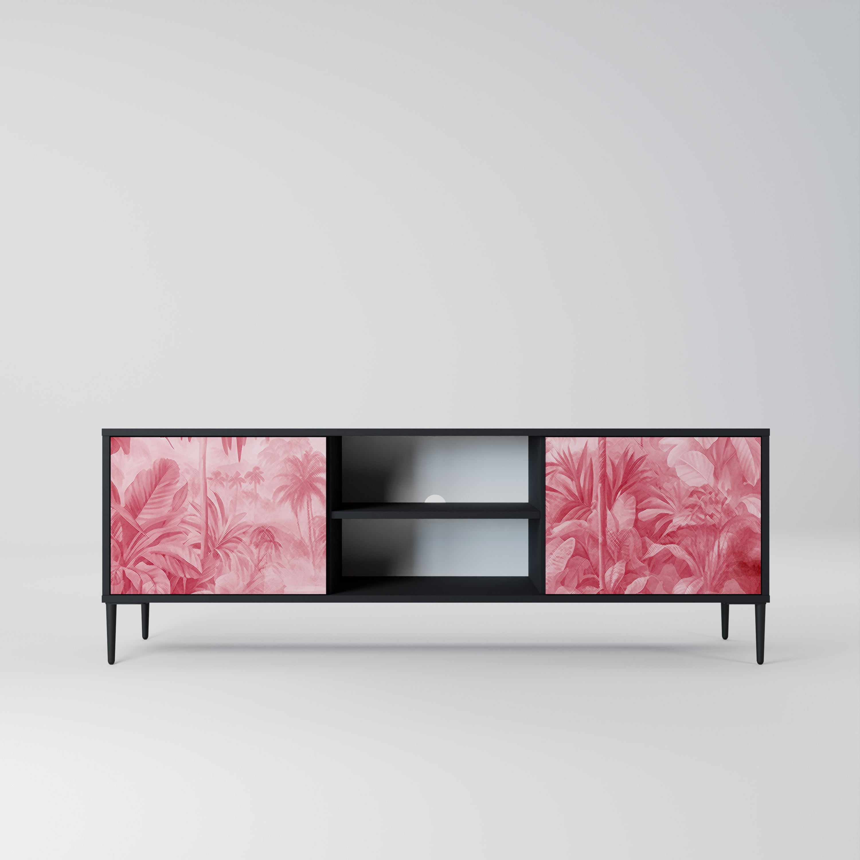 Mueble de TV SWEET TROPICS de 2 puertas con acabado negro