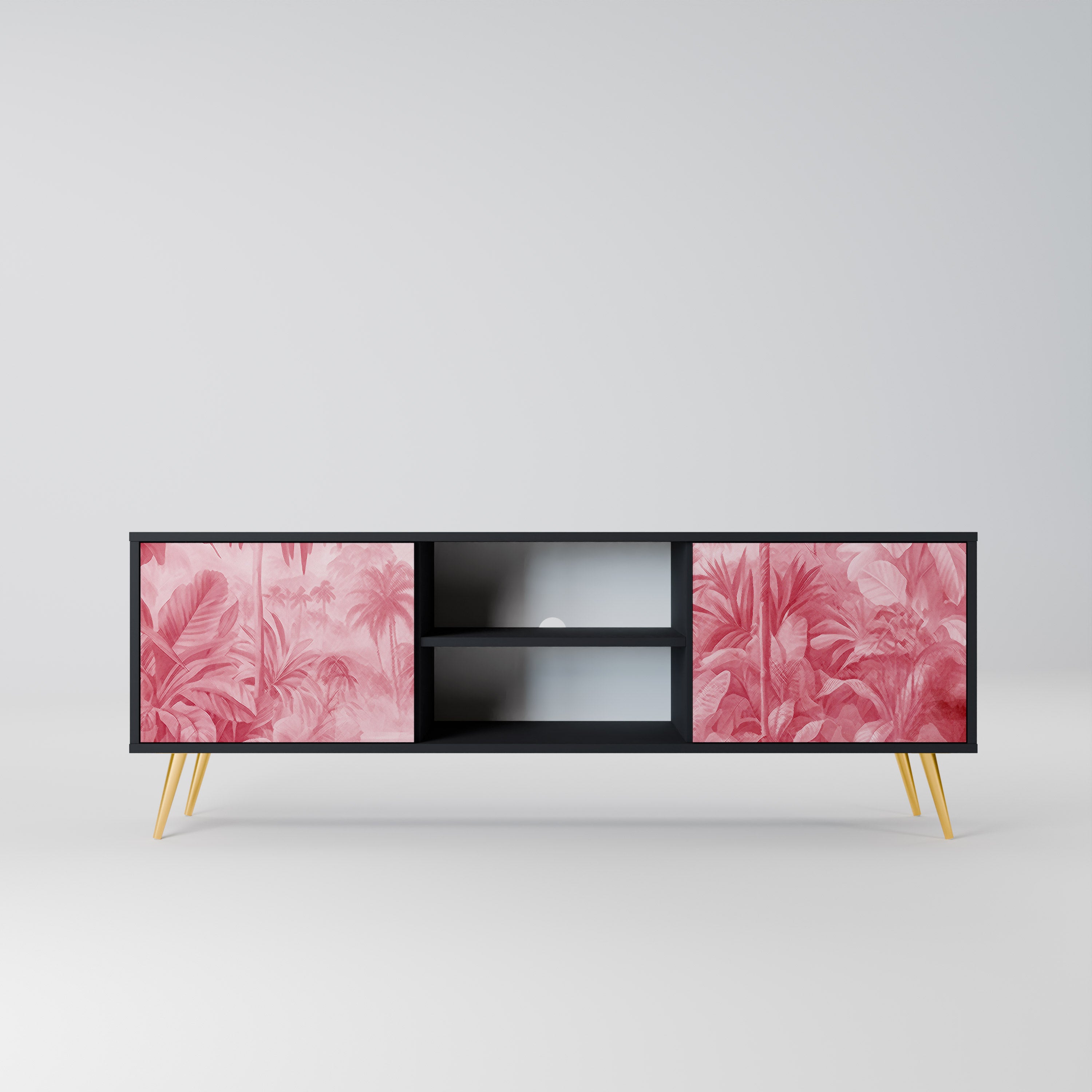 Mueble de TV SWEET TROPICS de 2 puertas con acabado negro