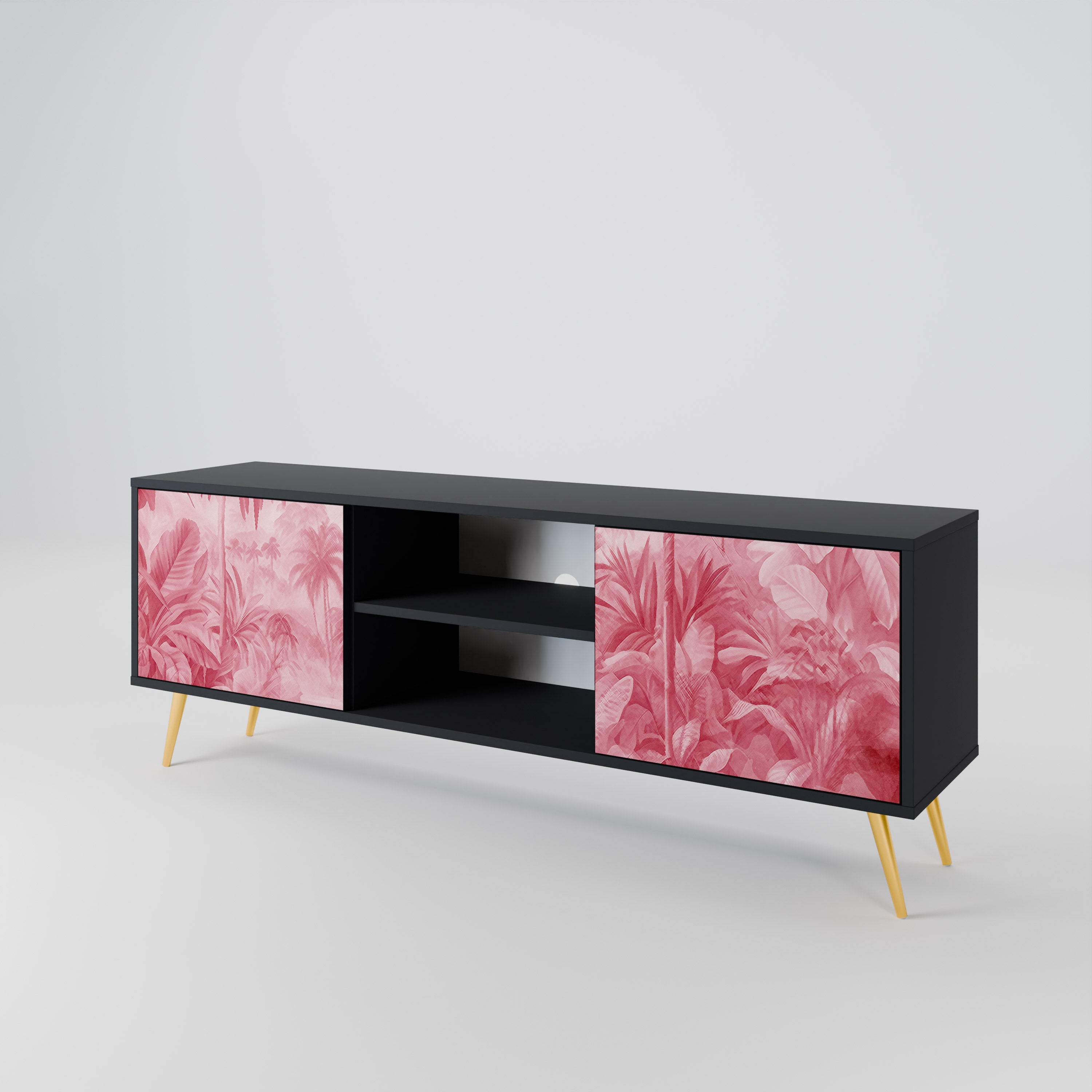 Mueble de TV SWEET TROPICS de 2 puertas con acabado negro