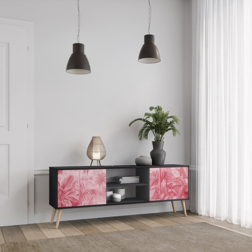 Mueble de TV SWEET TROPICS de 2 puertas con acabado negro
