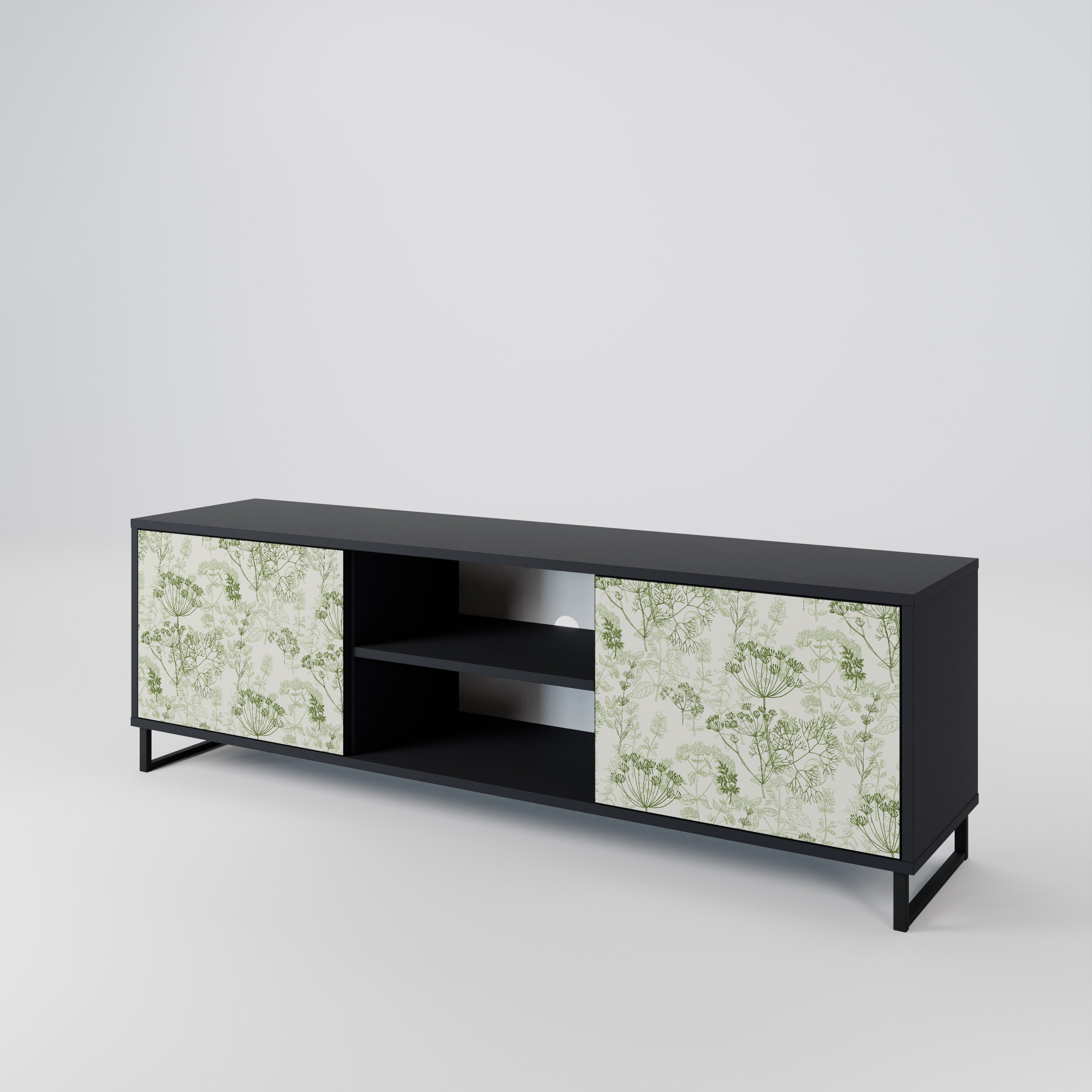 Mueble de TV FENNEL BALDACHIN de 2 puertas con acabado negro