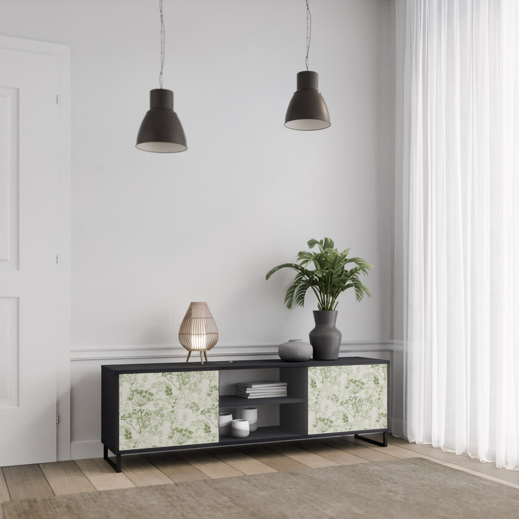 Mueble de TV FENNEL BALDACHIN de 2 puertas con acabado negro