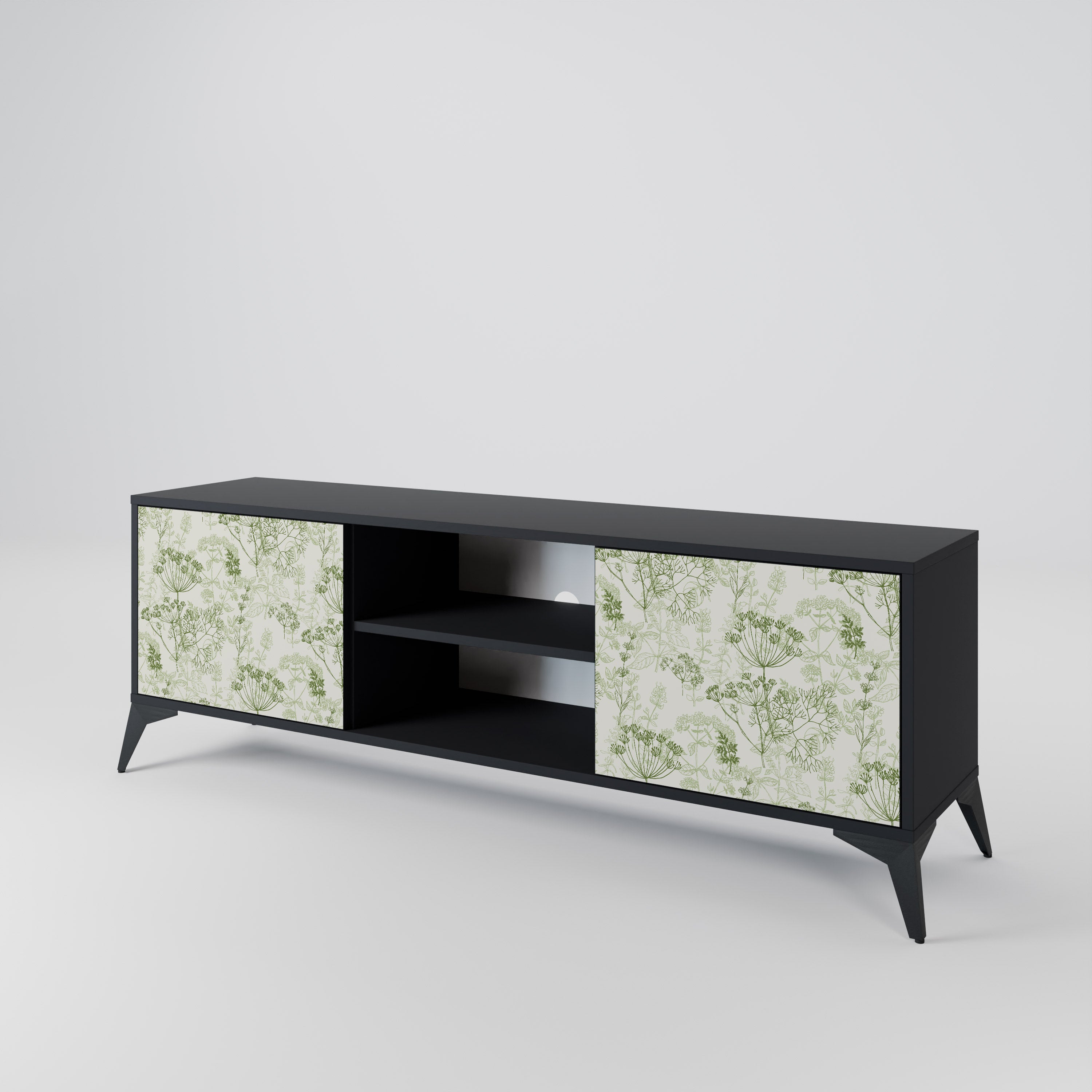Mueble de TV FENNEL BALDACHIN de 2 puertas con acabado negro