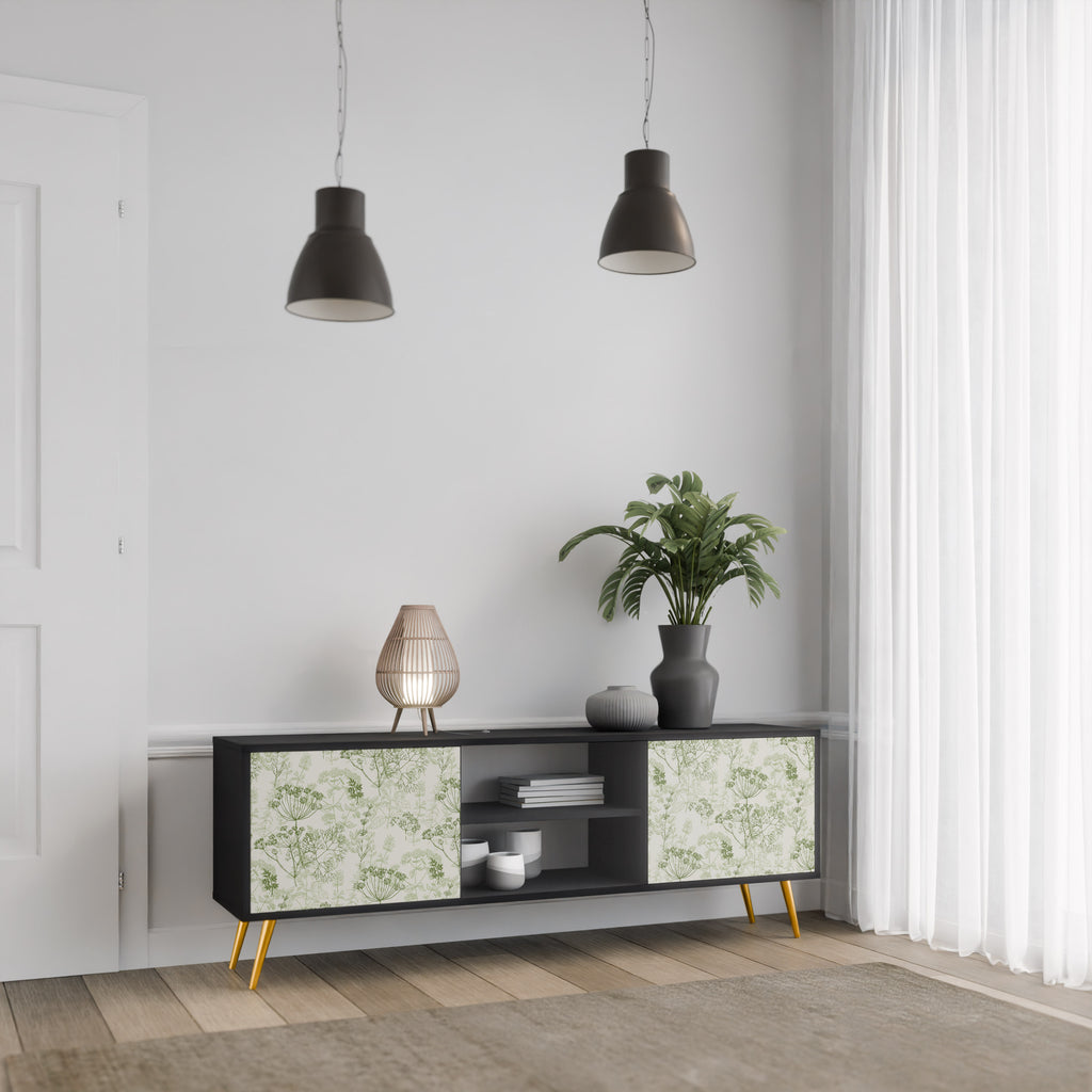 Mueble de TV FENNEL BALDACHIN de 2 puertas con acabado negro