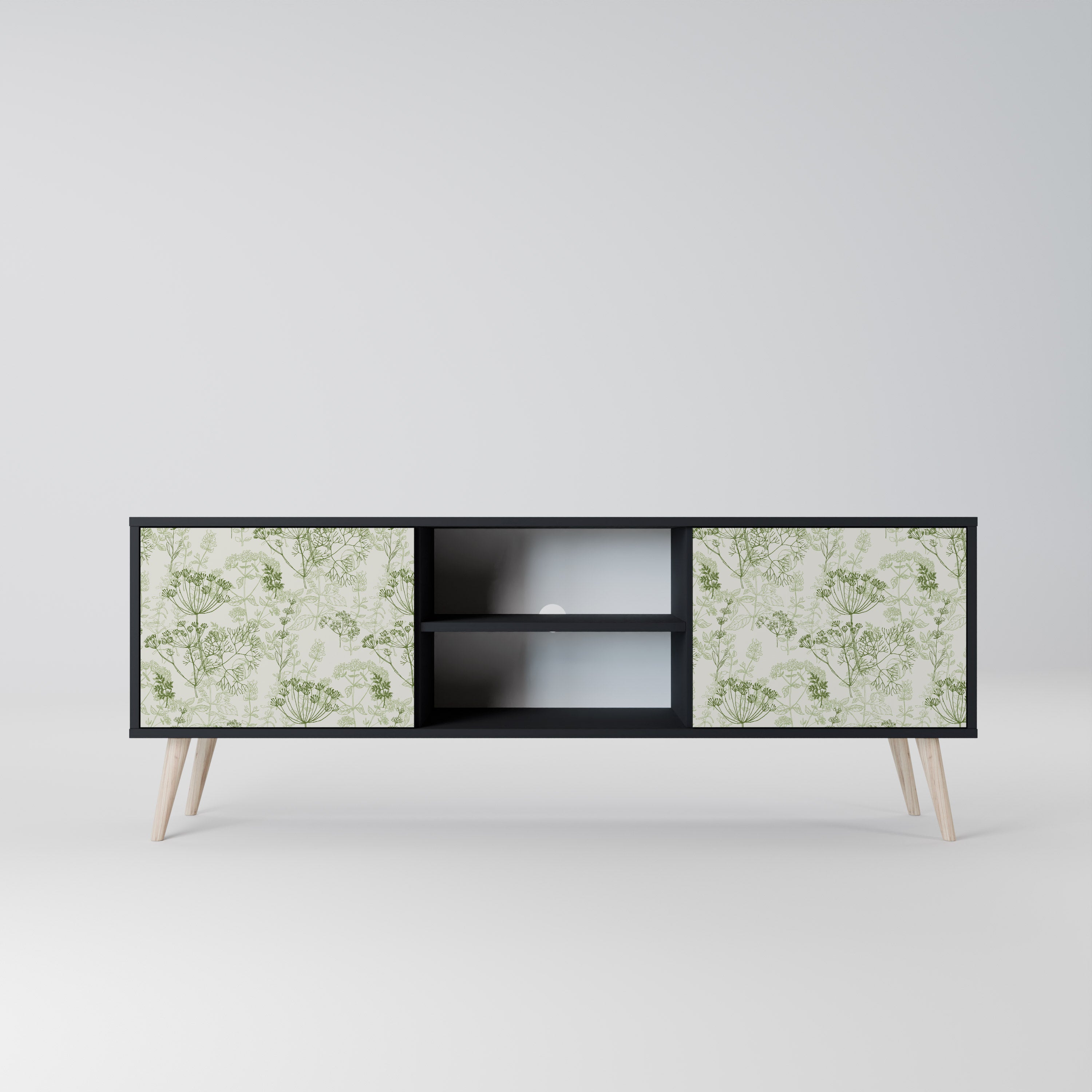 Mueble de TV FENNEL BALDACHIN de 2 puertas con acabado negro
