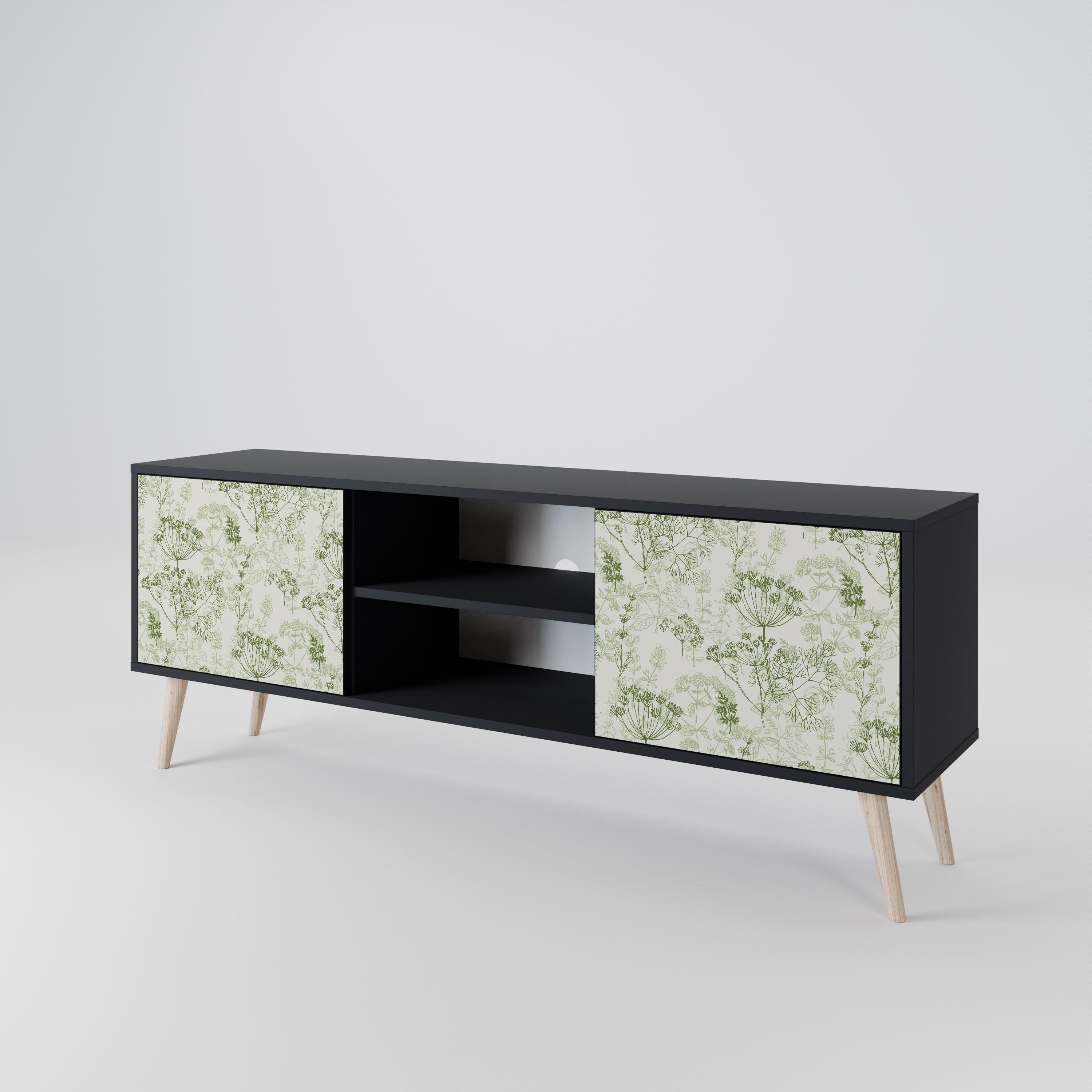 Mueble de TV FENNEL BALDACHIN de 2 puertas con acabado negro