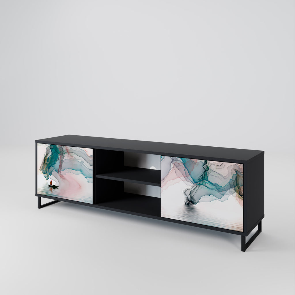 Mueble de TV de 2 puertas VELVET CROSSING con acabado negro