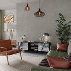 VELVET CROSSING Mueble de TV de 2 Puertas en Acabado Negro