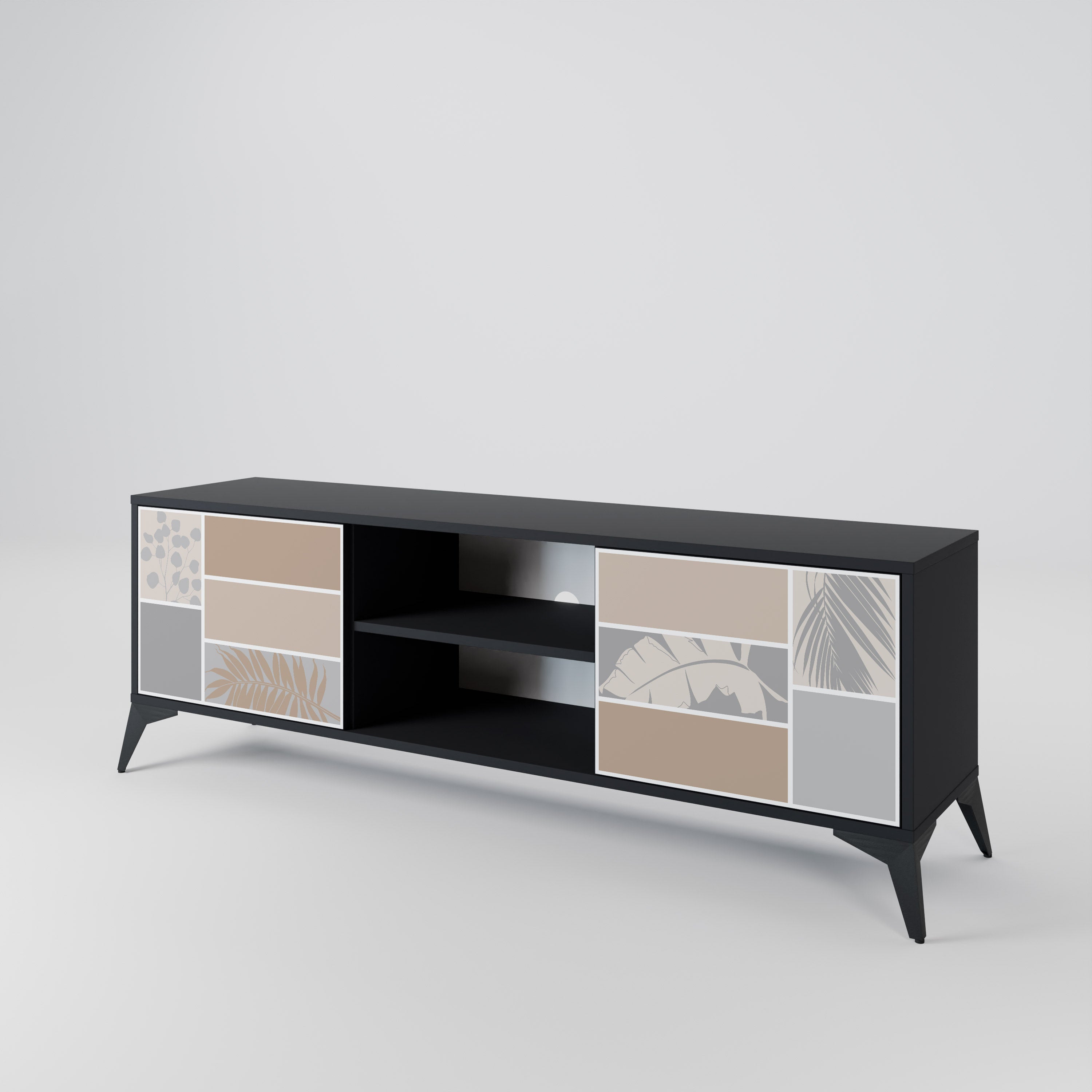 Mueble de TV de 2 puertas TROPICAL SHAPES en acabado negro