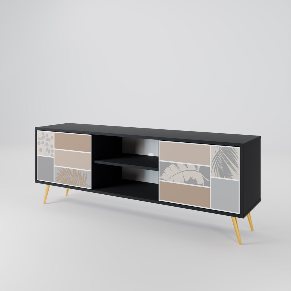 Mueble de TV de 2 puertas TROPICAL SHAPES en acabado negro