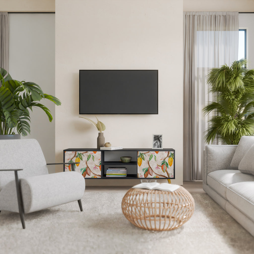 Mueble de TV de 2 puertas COCOA FRUITS con acabado negro