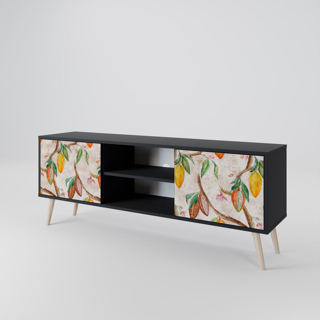 Mueble de TV de 2 puertas COCOA FRUITS con acabado negro