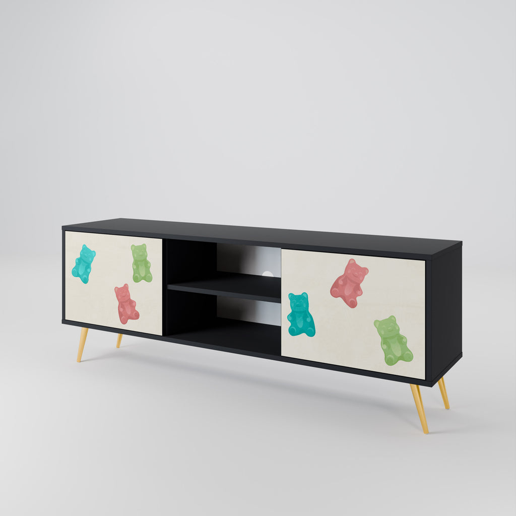 Mueble de TV de 2 puertas GUMMY BEARS con acabado negro