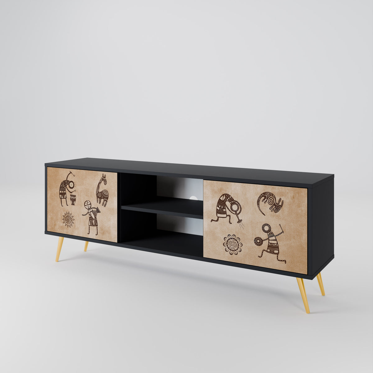 AFRICAN STYLE Mueble de TV de 2 Puertas