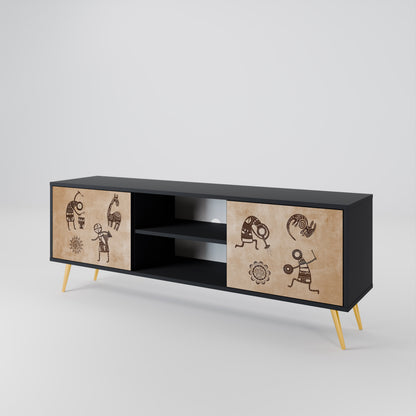 AFRICAN STYLE Mueble de TV de 2 Puertas