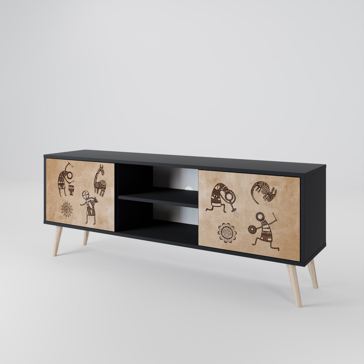 AFRICAN STYLE Mueble de TV de 2 Puertas