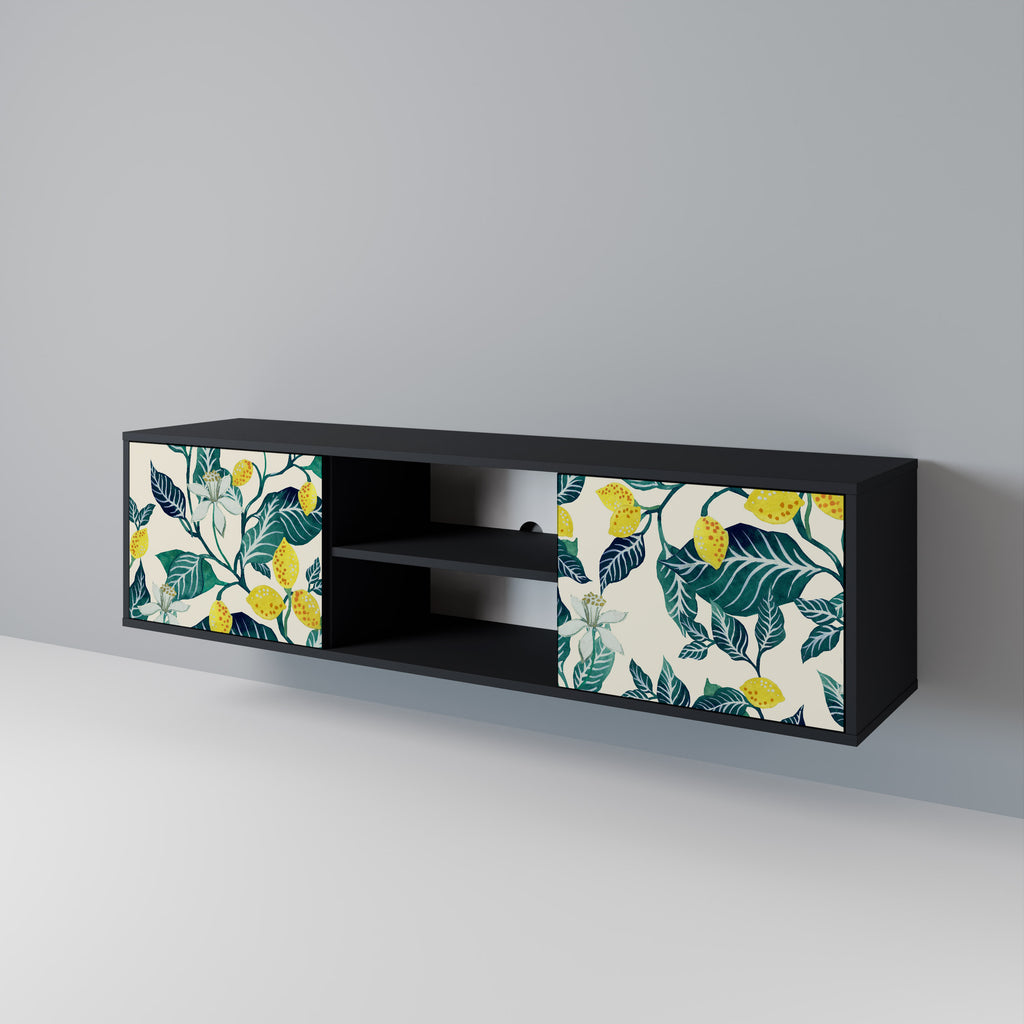 Mueble de TV de 2 puertas LEMON TREE con acabado negro