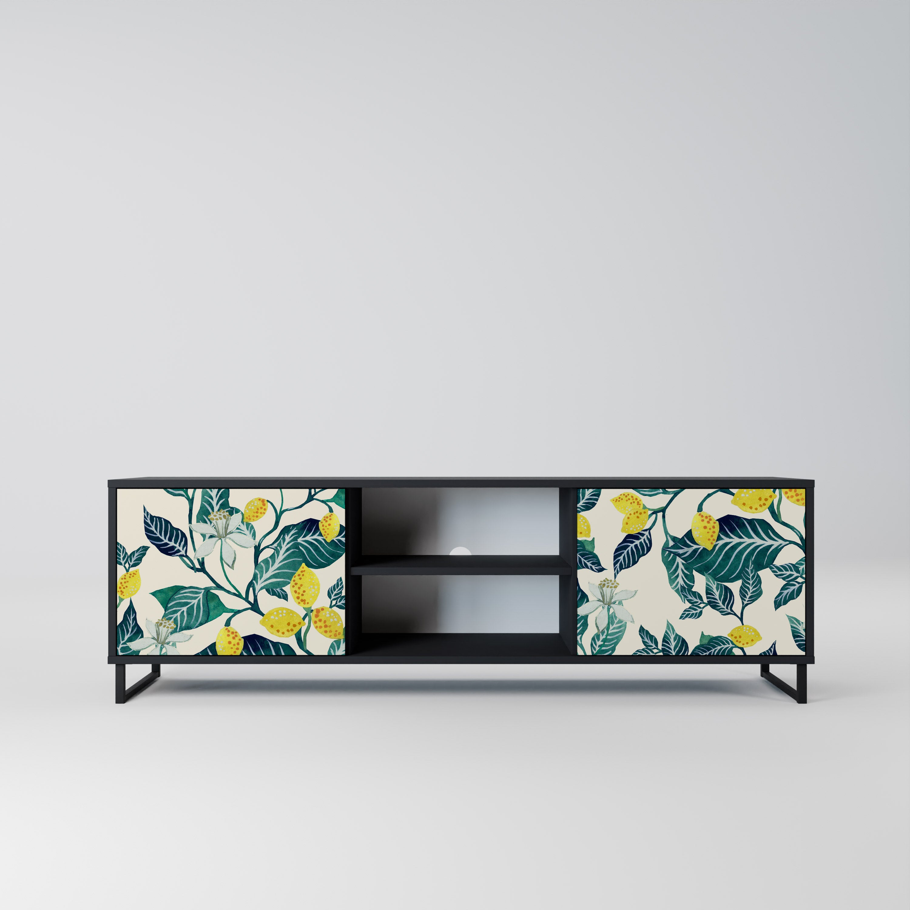 Mueble de TV de 2 puertas LEMON TREE con acabado negro
