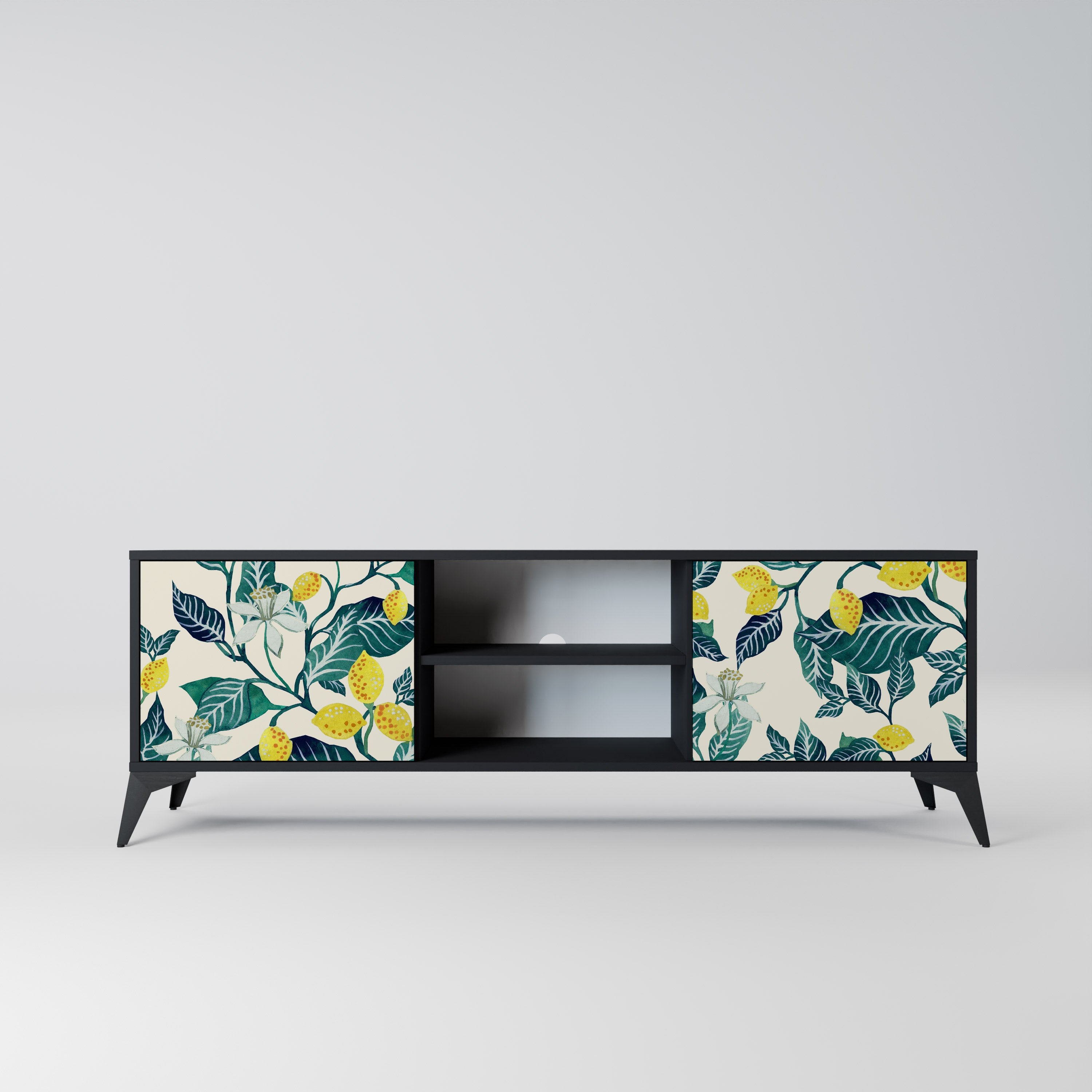 Mueble de TV de 2 puertas LEMON TREE con acabado negro