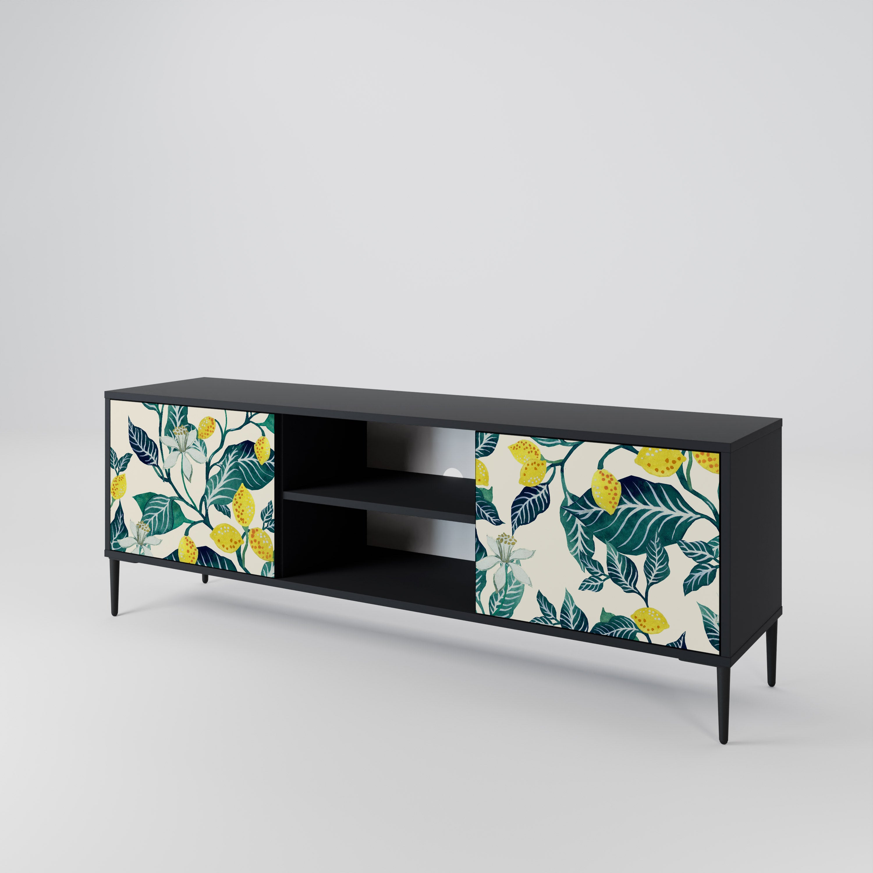 Mueble de TV de 2 puertas LEMON TREE con acabado negro