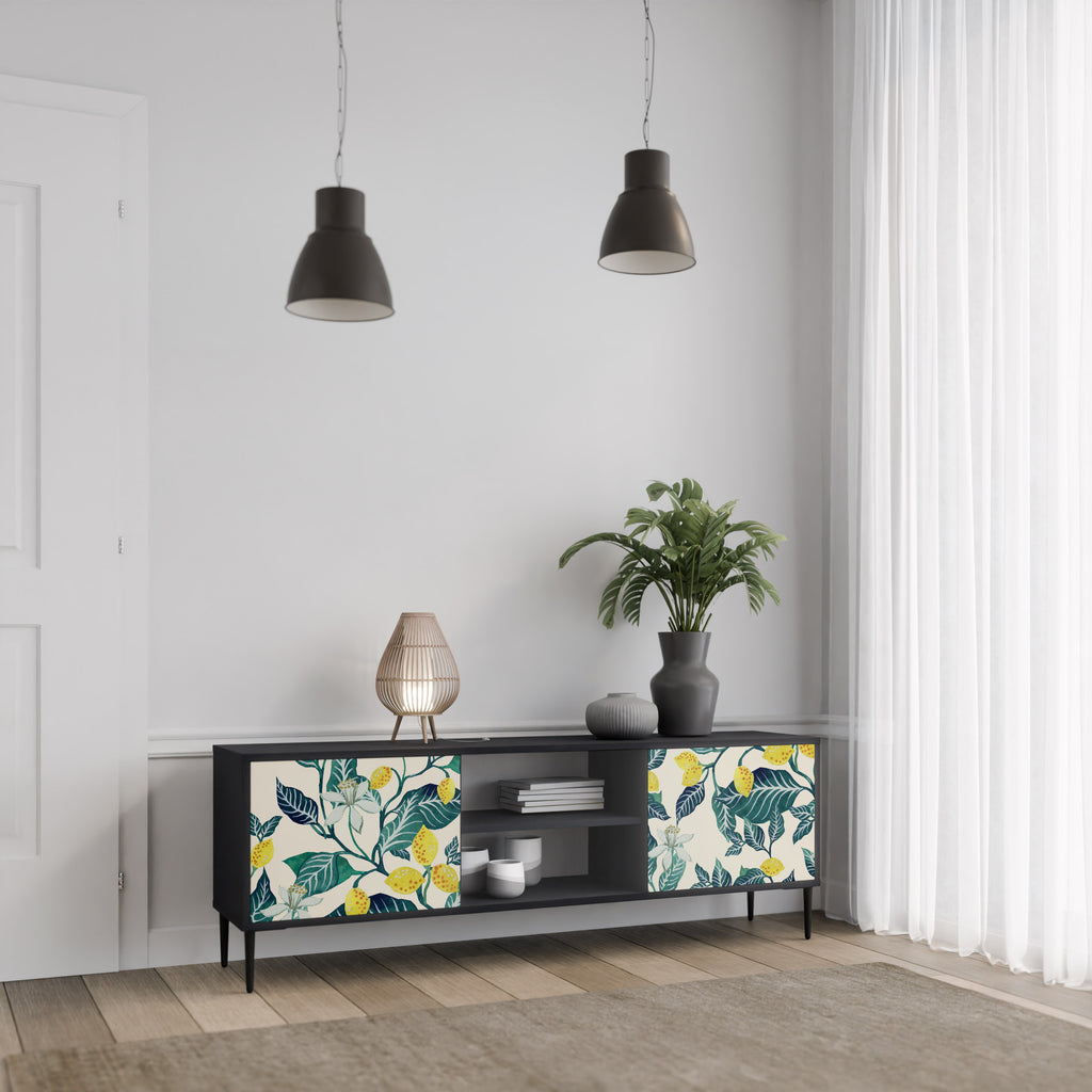 Mueble de TV de 2 puertas LEMON TREE con acabado negro