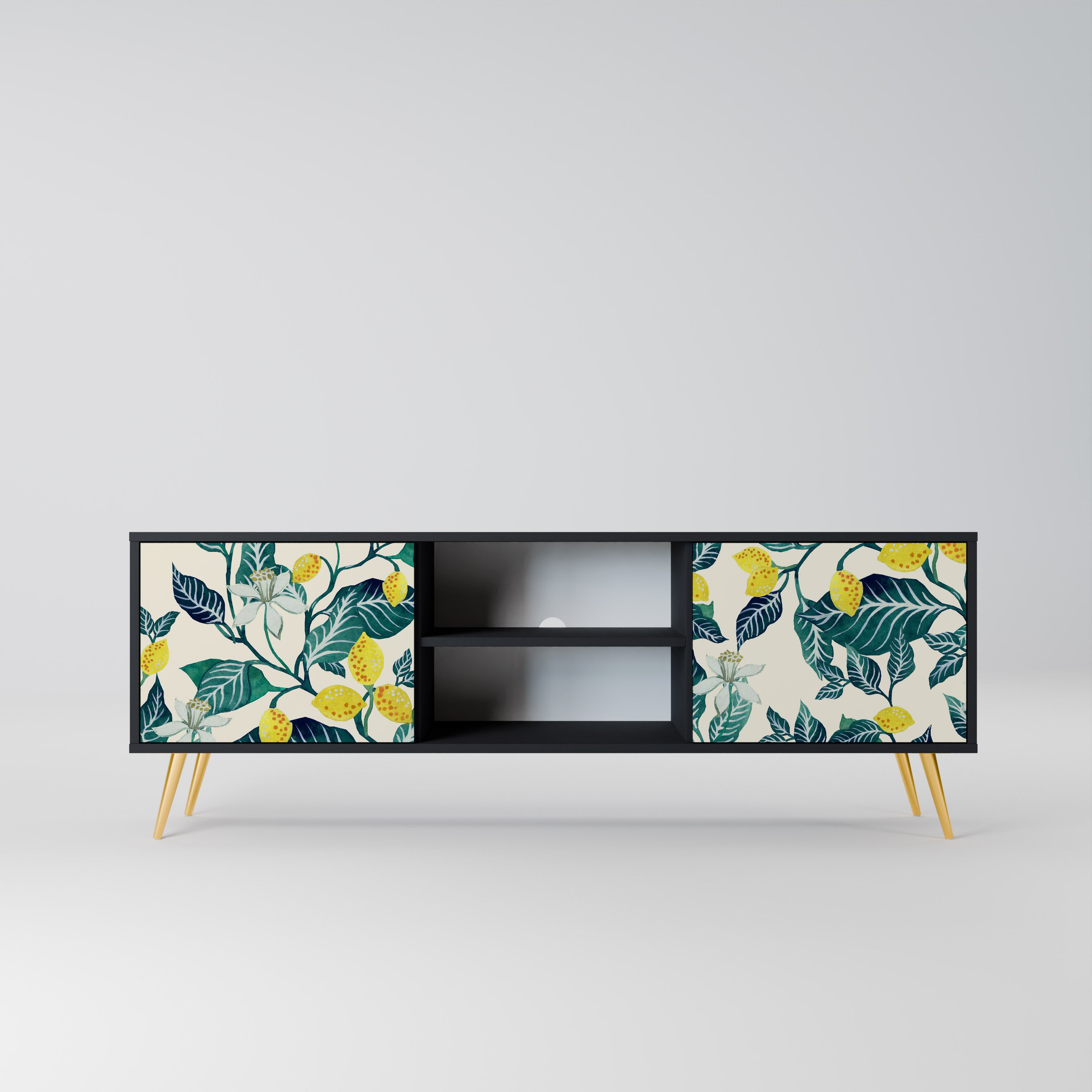 Mueble de TV de 2 puertas LEMON TREE con acabado negro