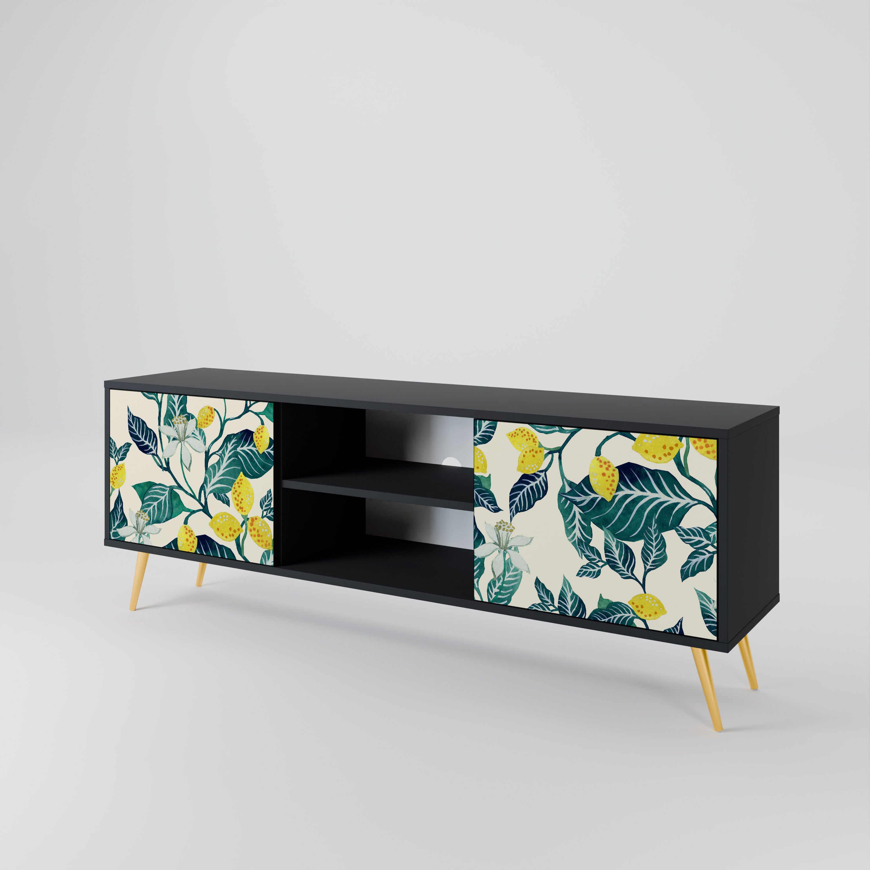 Mueble de TV de 2 puertas LEMON TREE con acabado negro