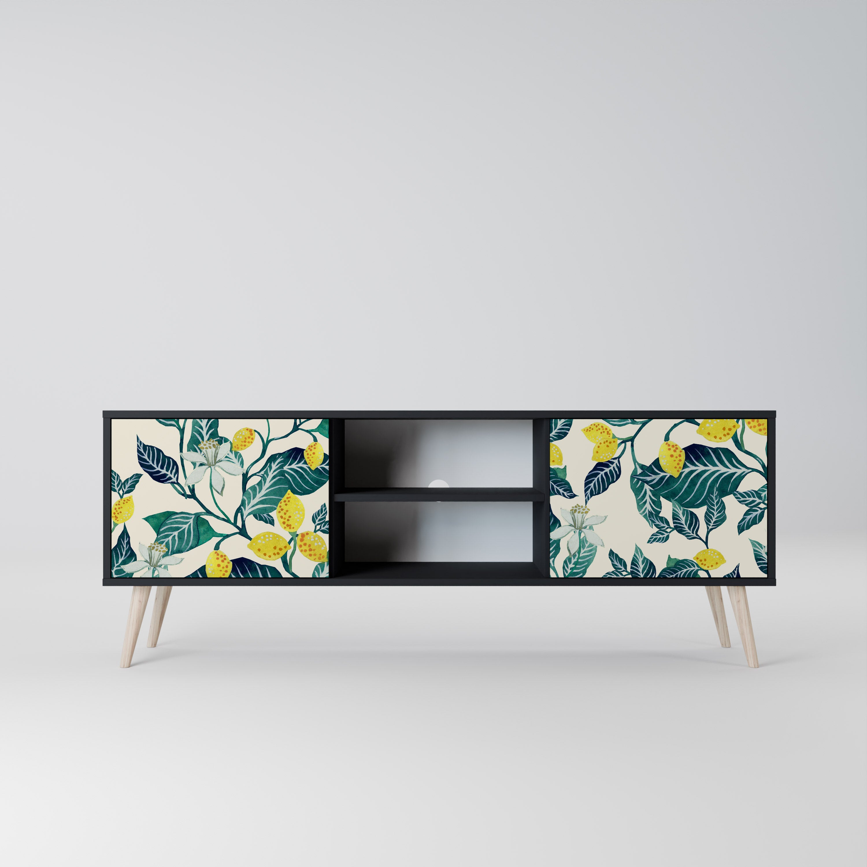 Mueble de TV de 2 puertas LEMON TREE con acabado negro