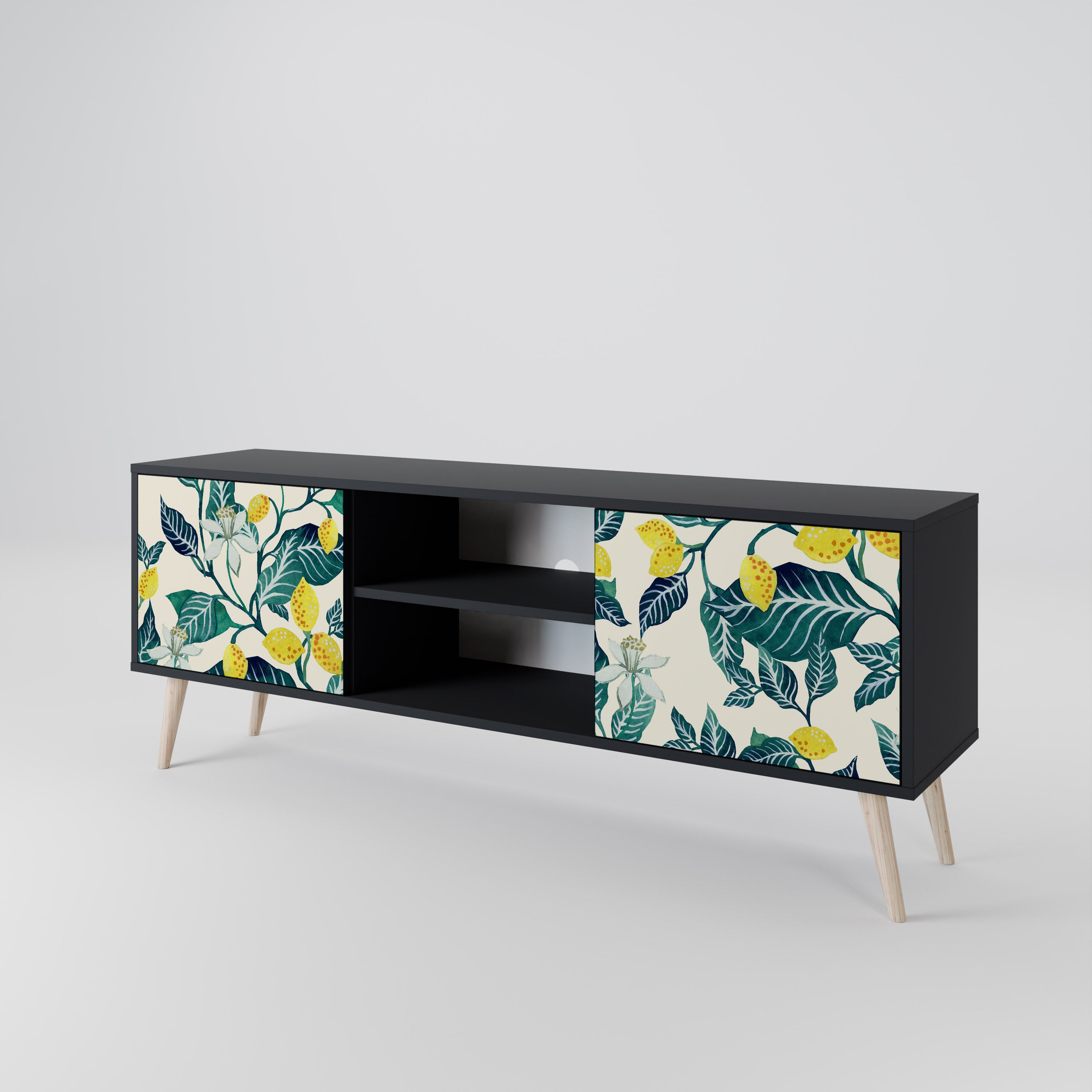 Mueble de TV de 2 puertas LEMON TREE con acabado negro