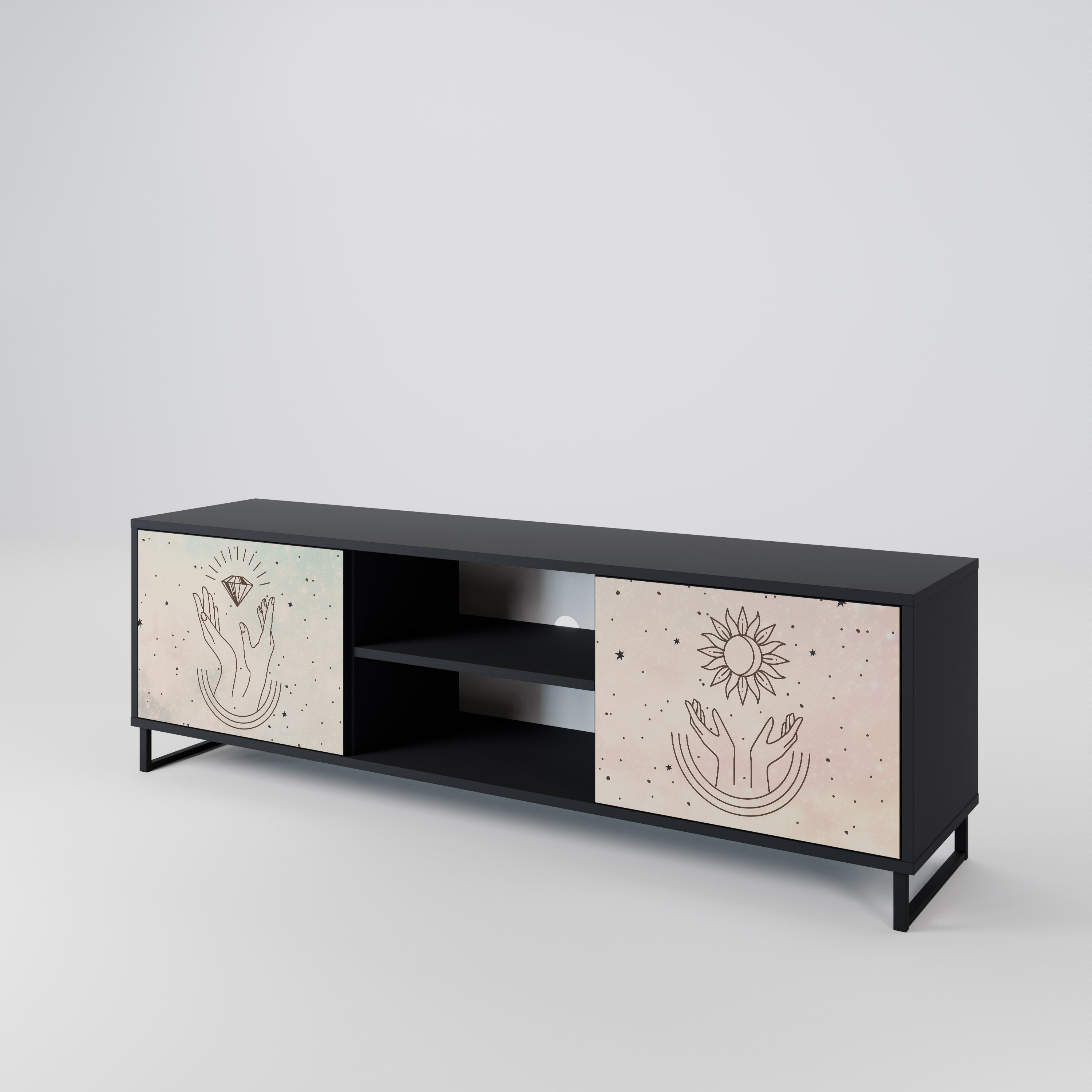 Mueble de TV de 2 puertas DELICATE BEAUTY en acabado negro