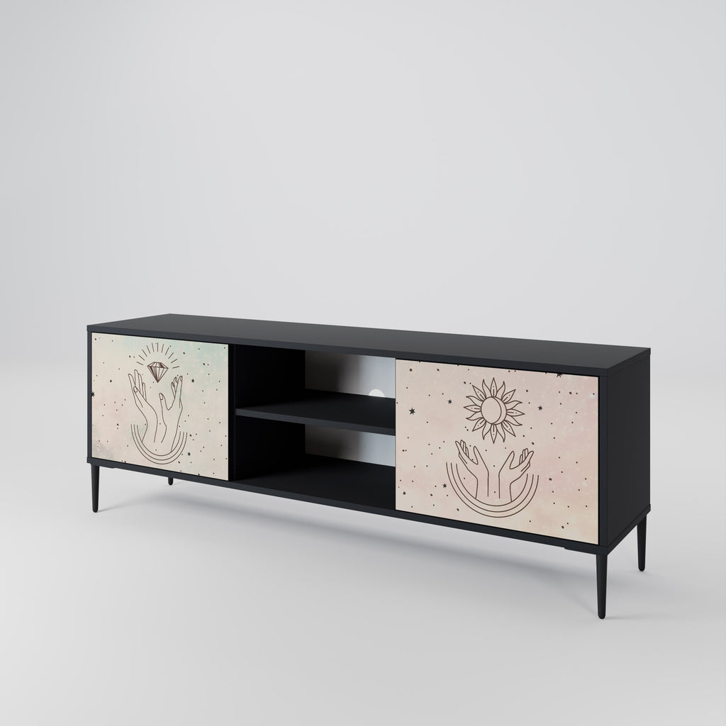 Mueble de TV de 2 puertas DELICATE BEAUTY en acabado negro
