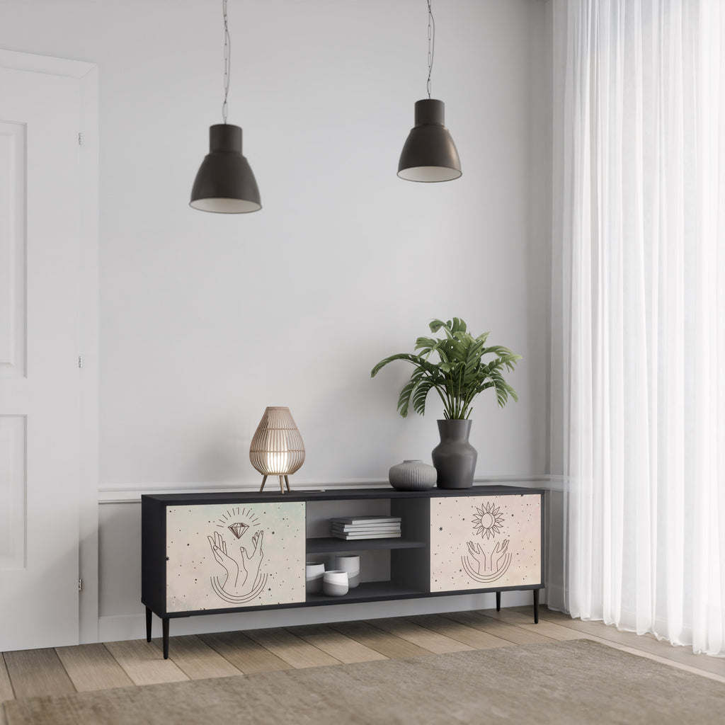 Mueble de TV de 2 puertas DELICATE BEAUTY en acabado negro
